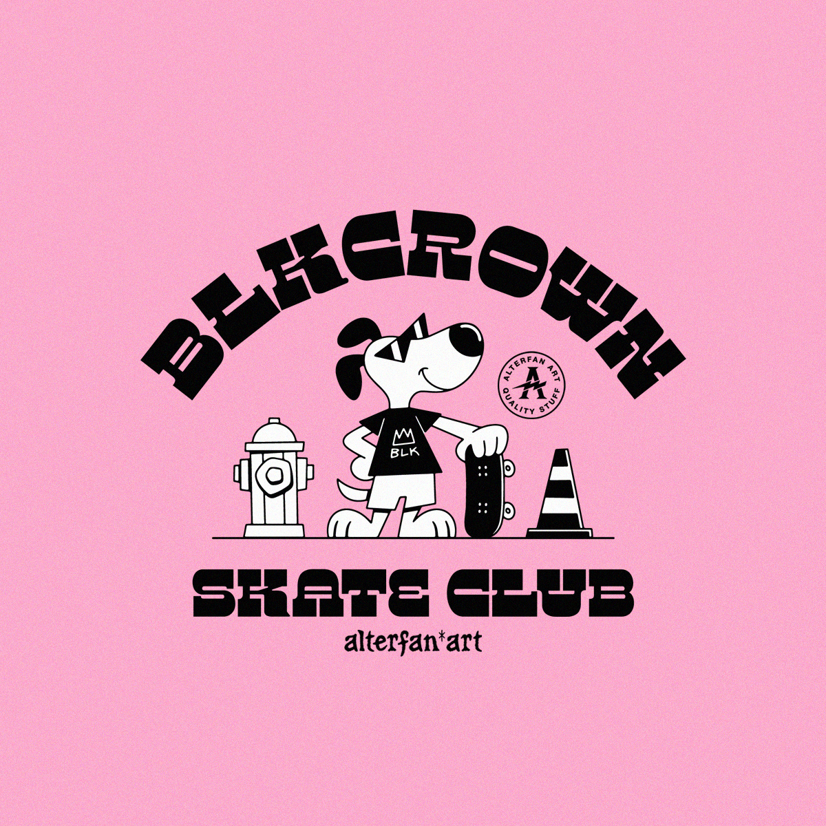 BLKCROWN SKATE CLUB 2d alterfan alterfan art artist branding cartoon cartoons character club coverart dog dogs illustration logo skate skateboard skateboarding vector