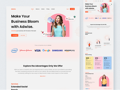 Adwise - Marketing Agency Website advertising agency branding landing page marketing ui design uiux web design website wireframe