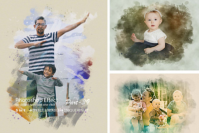 Family Photo Effect Template photoshop painting effect