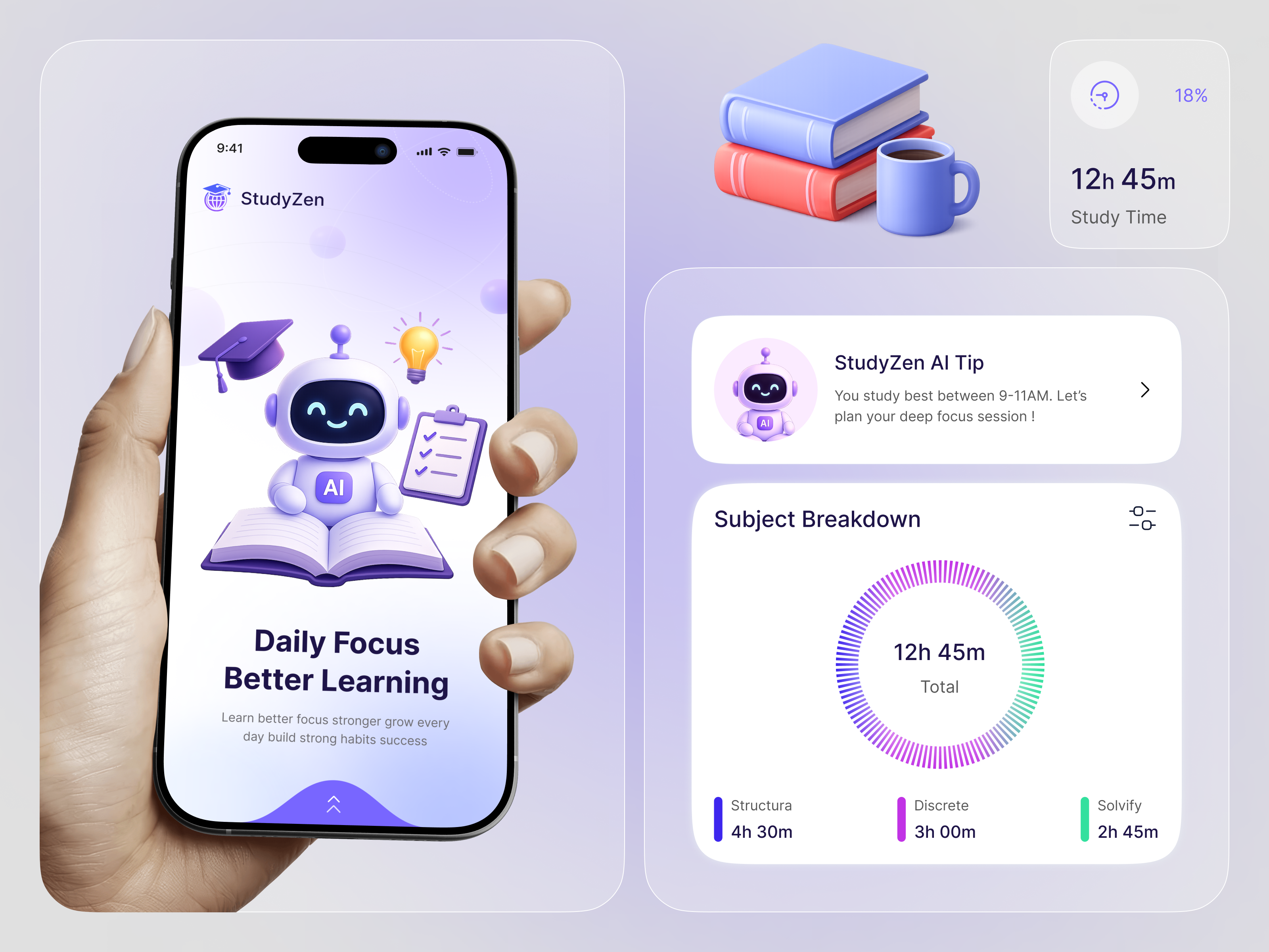 AI Study Planner & Smart Learning Mobile App ai daily learning dashboard design dribbble e learning edtech education figma ios learning app mobile app popular product design progress tracking saas study planner ui ux