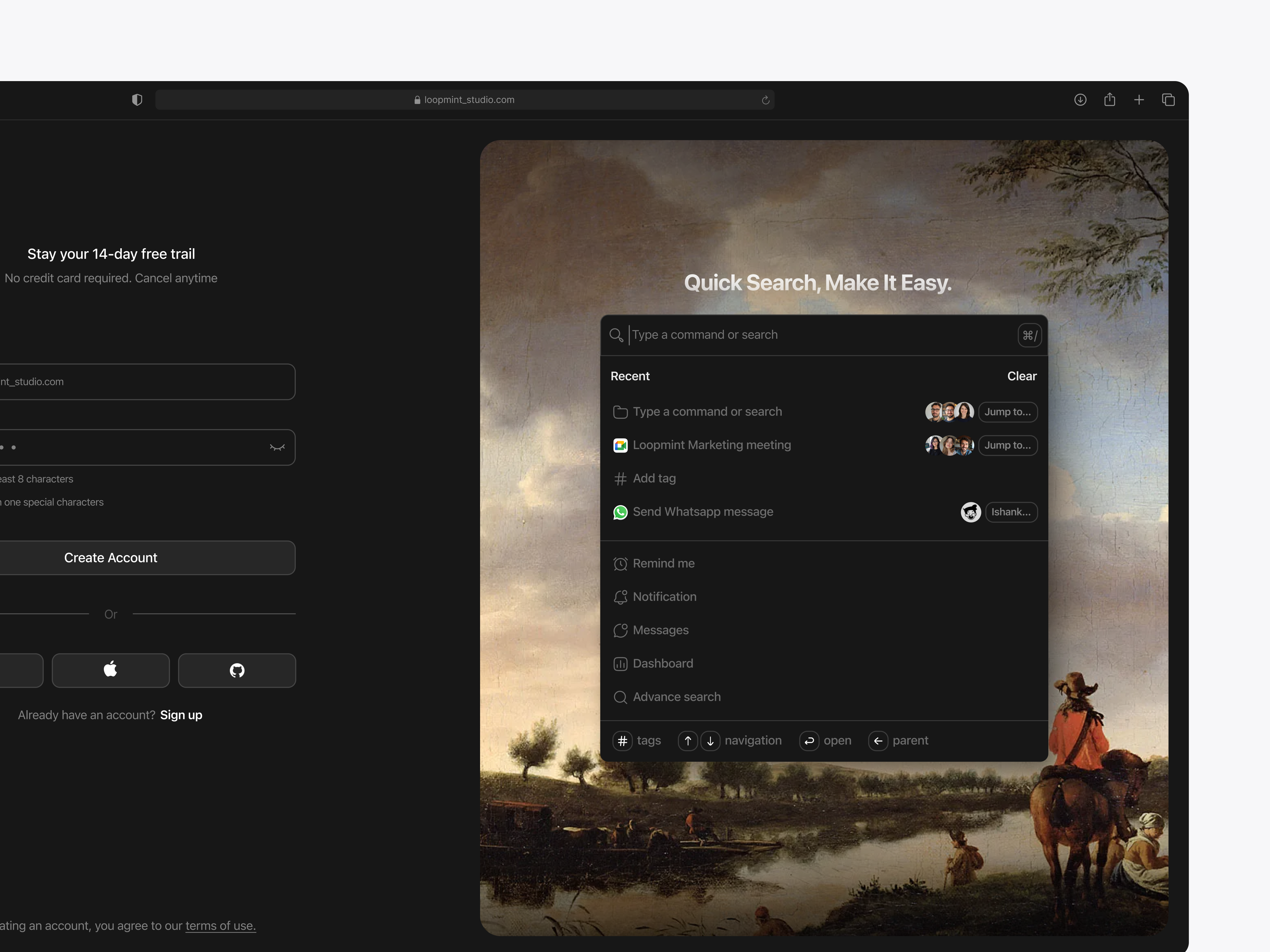 Modern Sign In | Dark UI authentication ui clean ui command menu command palette dark ui dashboard ui dribbble figma light and dark login page minimal ui modern interface product design productivity app saas ui sign in ui ui design ui inspiration ux design web app design
