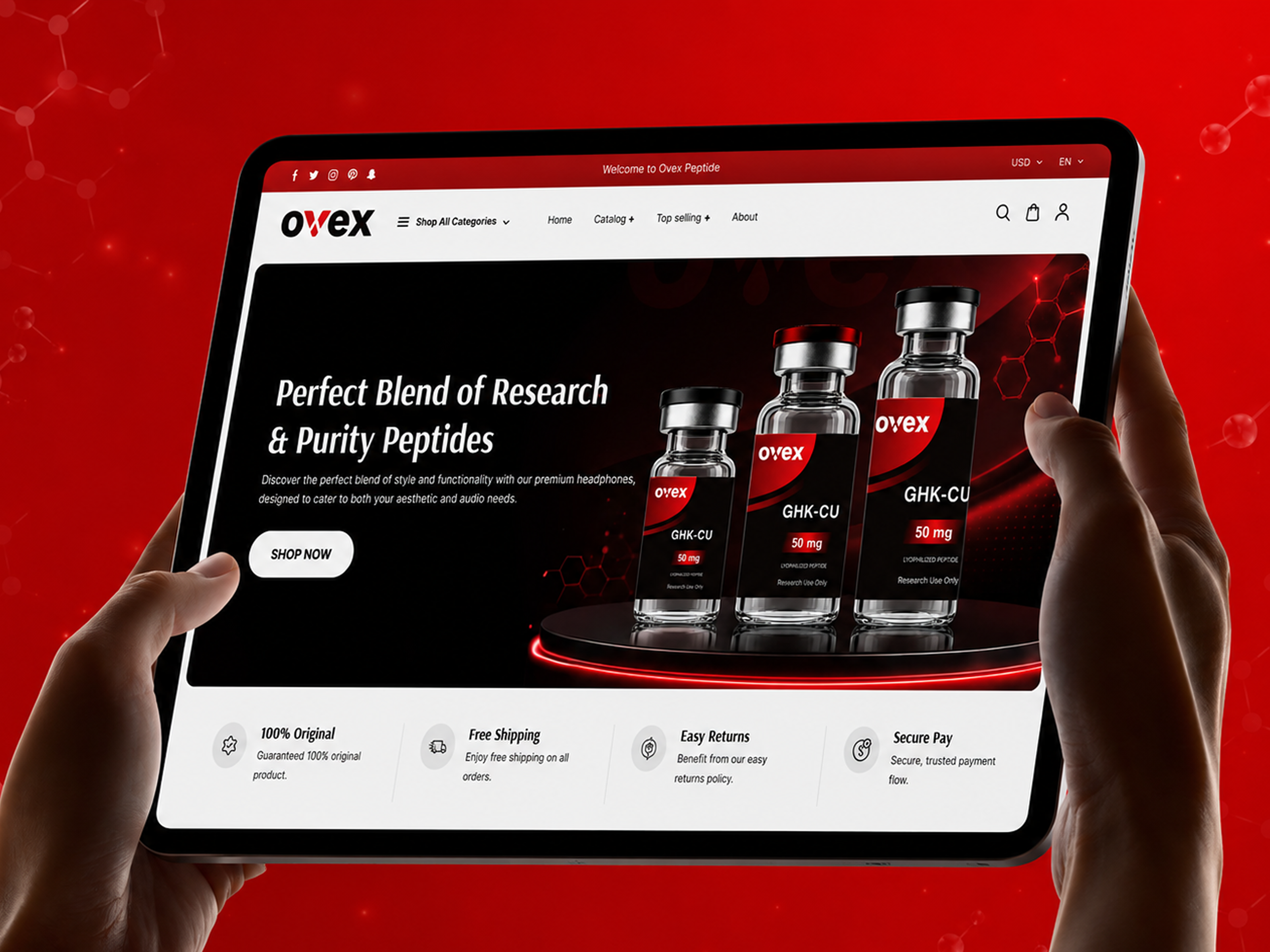 Ovex Peptide – Modern Research Peptide Website biotech branding brand identity logo identity medical branding ovex peptide packaging design peptide peptide branding peptide label peptide label design peptide logo peptide logo design peptide packaging peptide packaging design peptide vial peptides pharma branding research peptides vial packaging visual identity