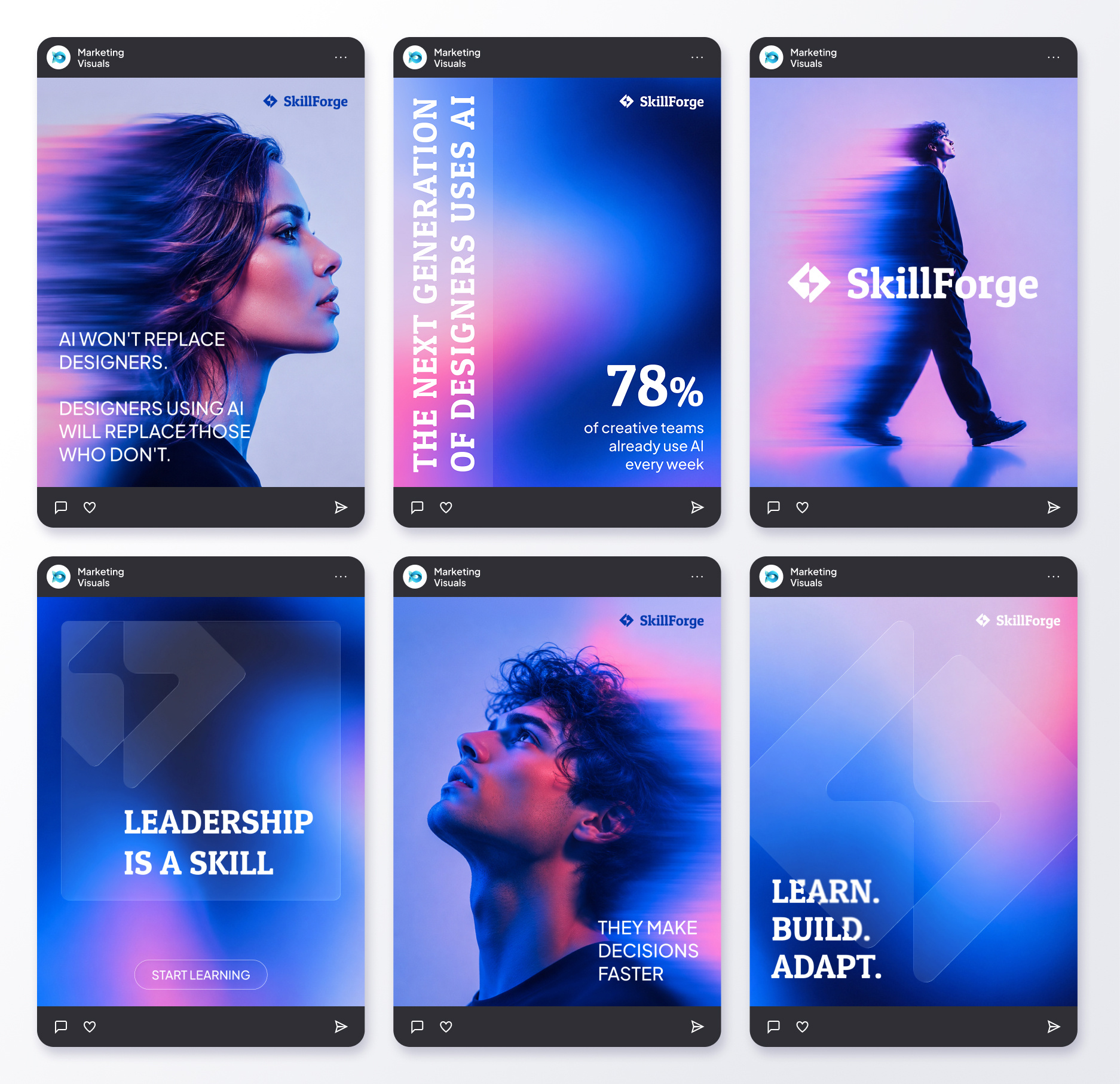 Brand Identity & Social Media Campaign ad blurred branding campaign carousel design figma glassmorphism gradient graphic design logo media post public social vibrant visuals