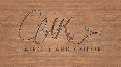 MK Haircut & Color branding design haircut logo