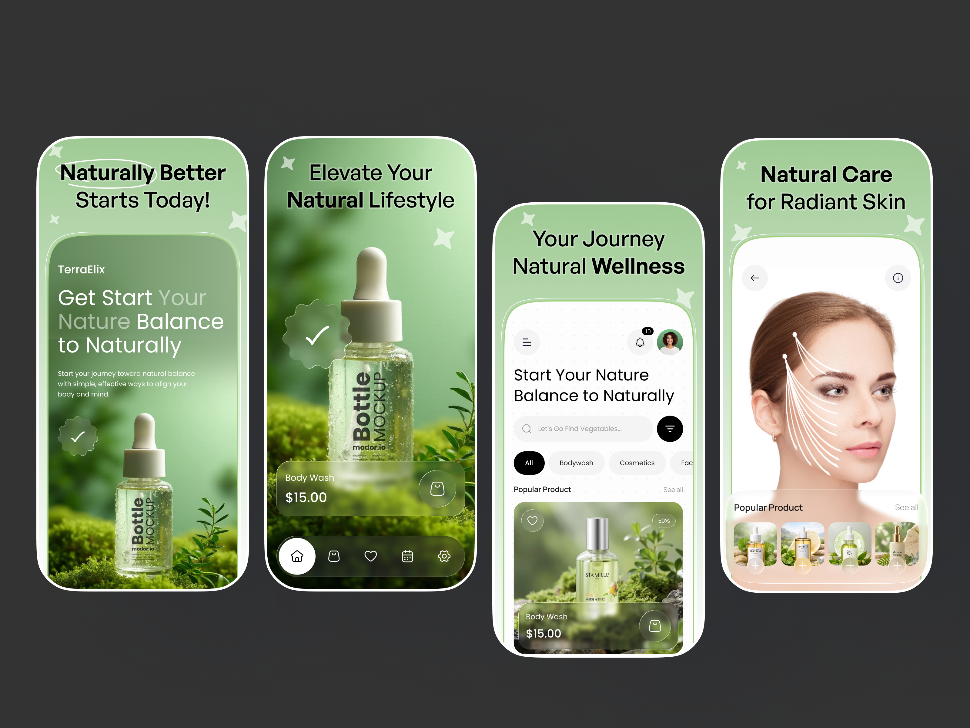 App Store Screenshots | TerraElix app app redesign app store app store oprimization app store screenshots app store screenshots redesign appdesign availableforwork cosmetics app design ecommerceapp iosdesign mobileui playstore screenshots skincareapp ui web wellness app