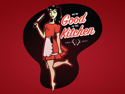 Kitchen Knives apron beautiful blade butcher cooking cutlery illustration kitchen knives pinup sharp vector women