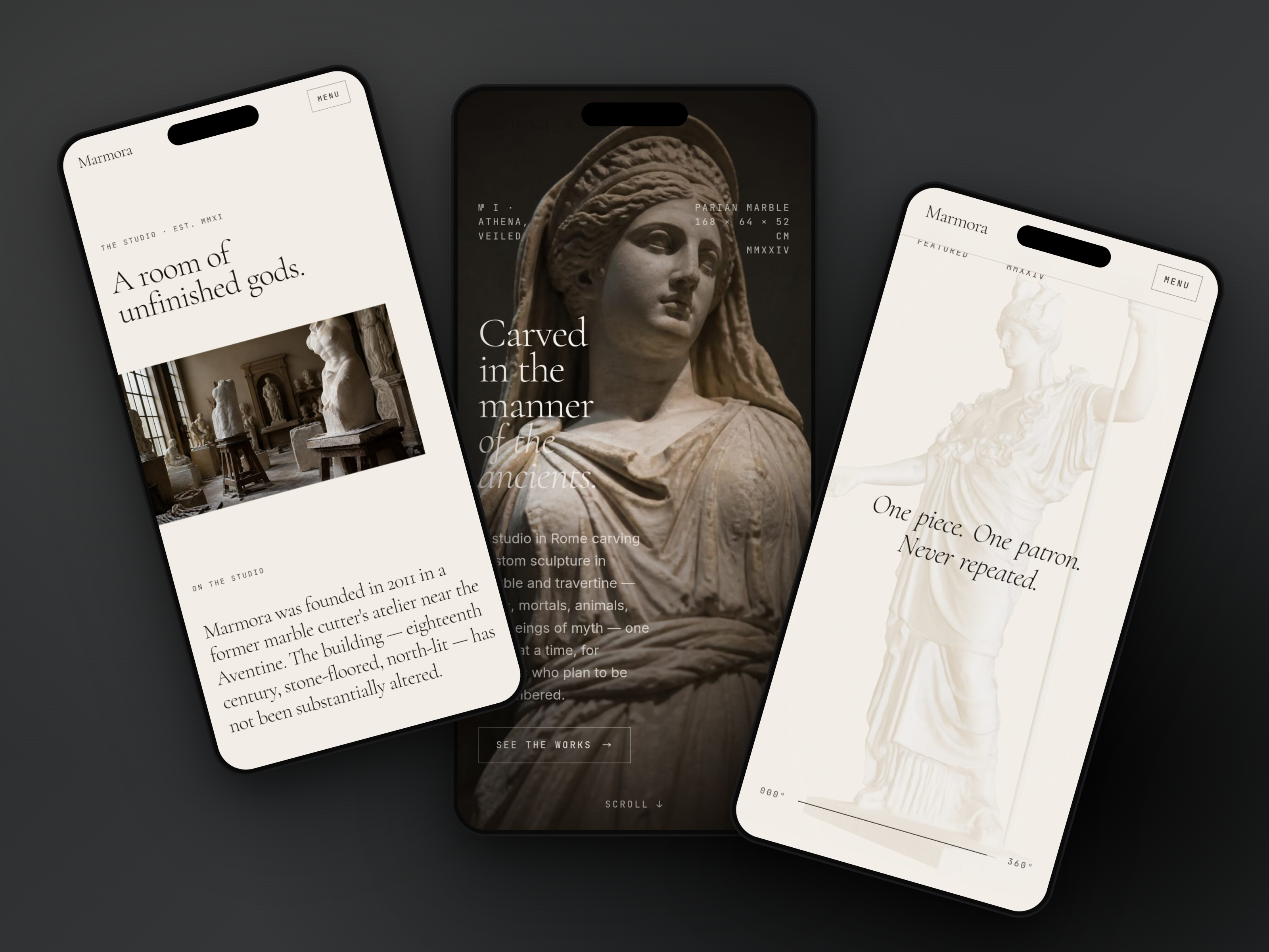 Marmora Sculpture Studio 3d animation branding motion graphics ui