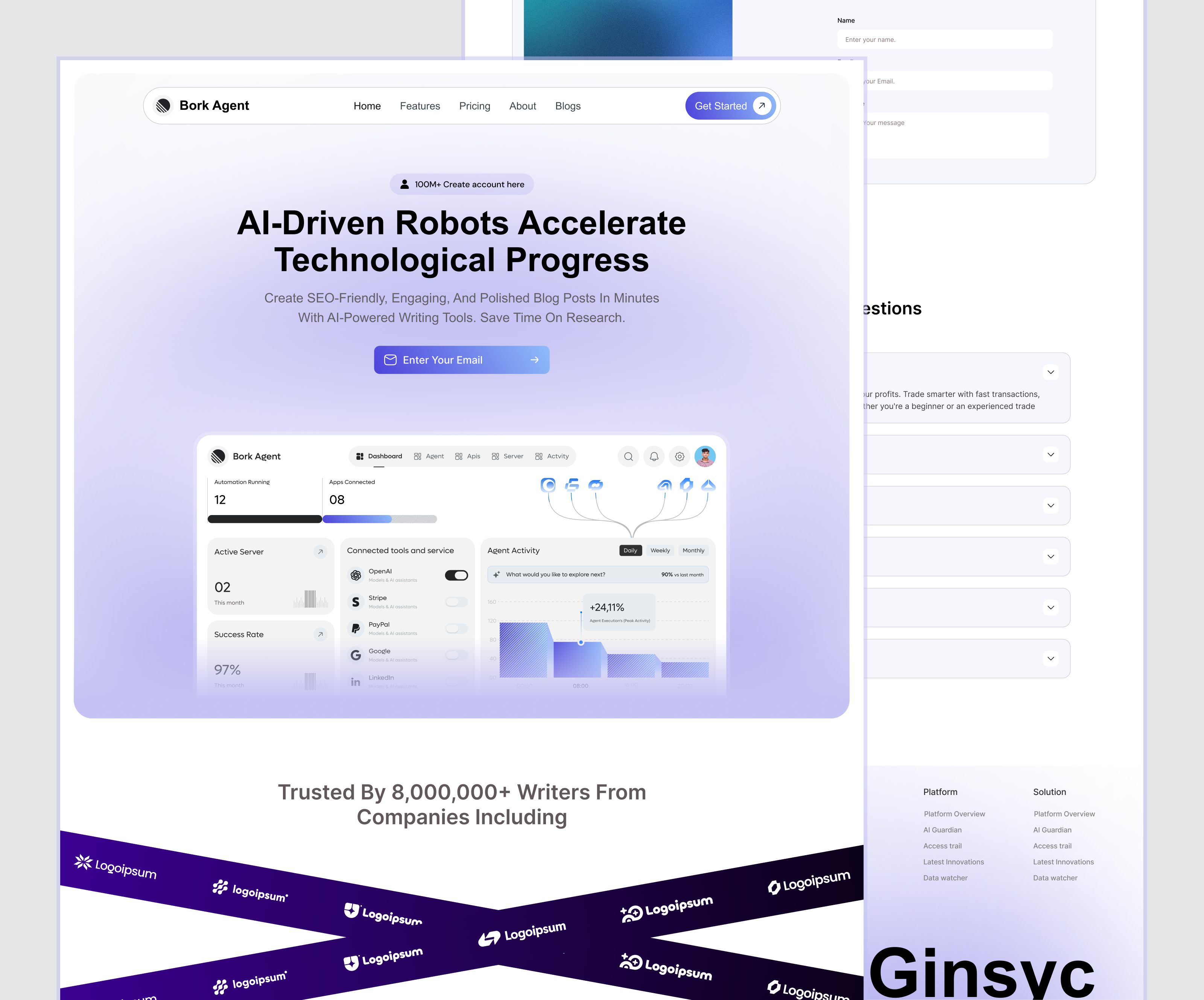 AI Tool Website Landing Page Design ai ai tools finance landing page landing page design sass sass website ui web website website design