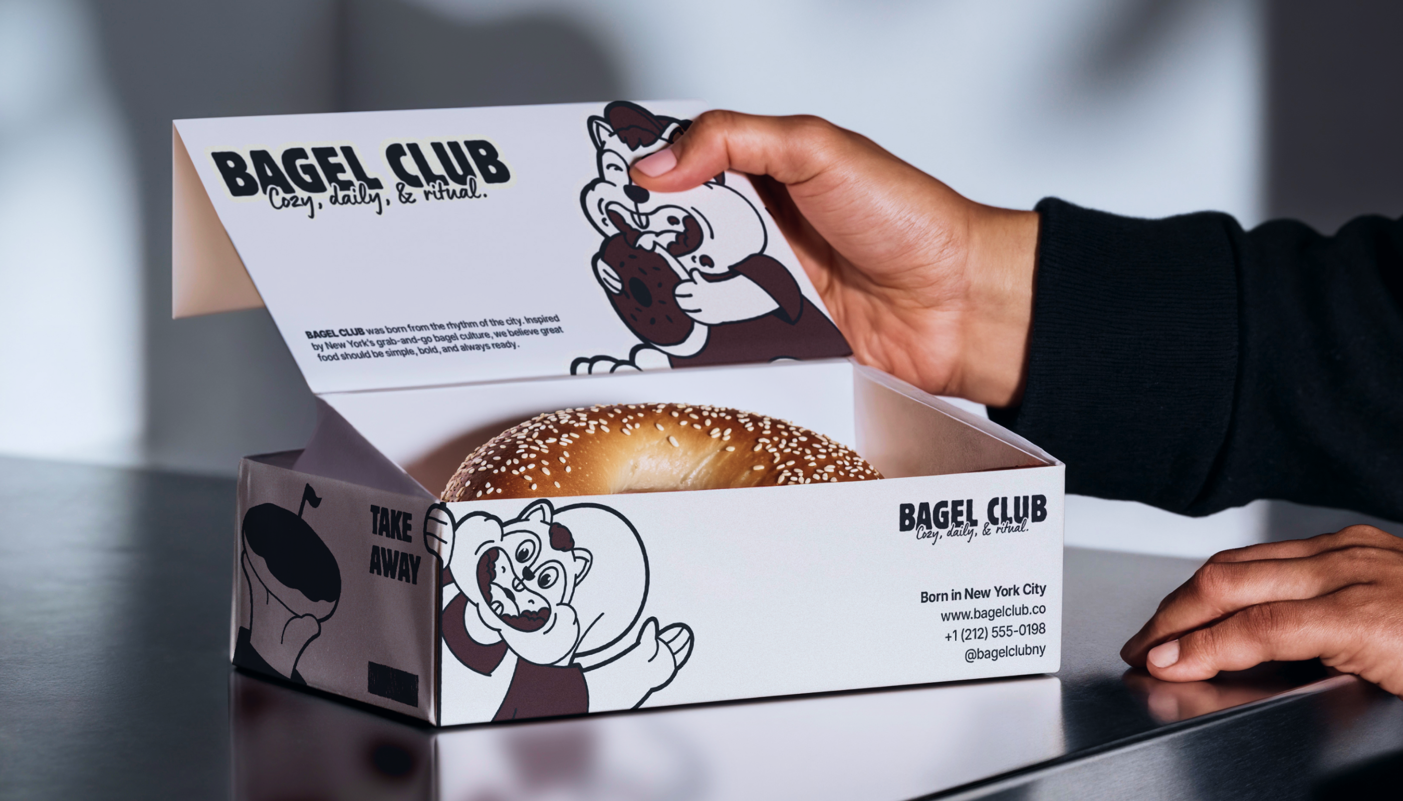 Bagel Club NYC | Brand Identity bagel bakery brand rebranding branding branding identiy character design editorial design graphic design identity system illustrations logo logotype mascot merchandising motion graphics packaging squirrel visual identity