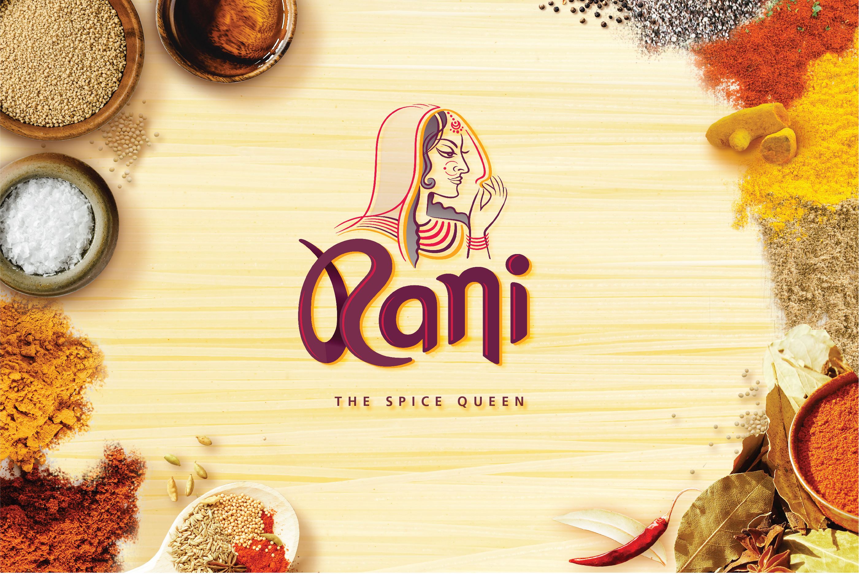 Rani Spice Powder adobe photoshop authentic design creative design design global branding graphic design gura masala handcraft illustration logo identity packaging design premium design premium packaging prints rani spice powder spice spice identity spice logo spice packaging spice powder