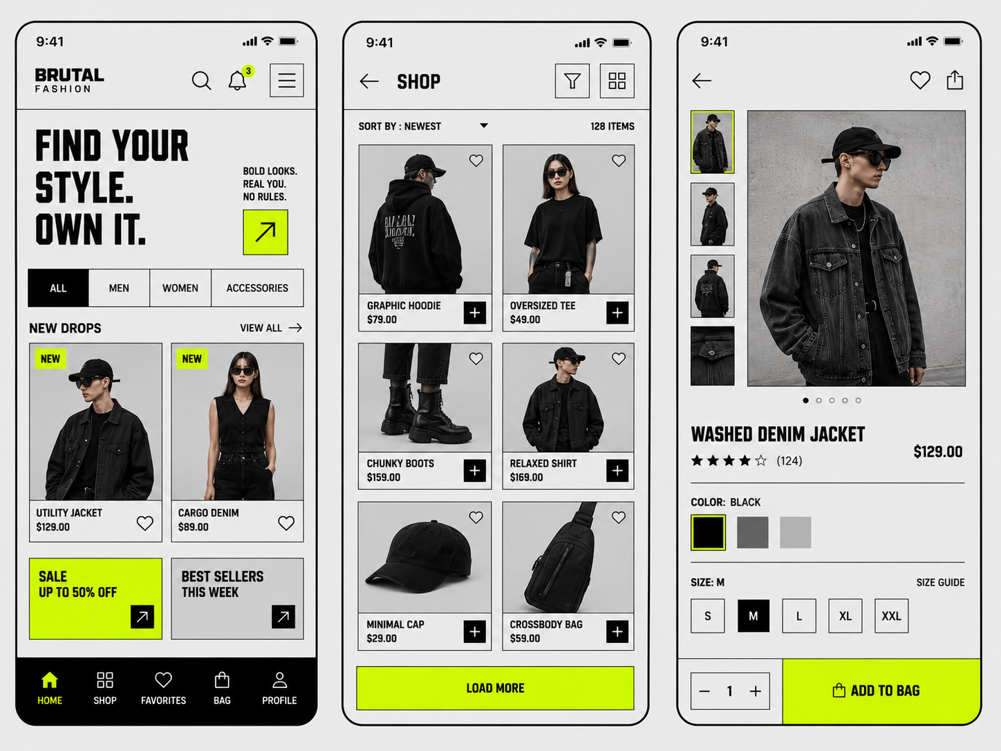 Brutalism UI Style Concept — Bold Mobile App UI/UX Design appdesign brutalism brutalistui creative designsystem dribbble figma interactiondesign interface minimalui mobileapp mobileui modernui neobrutalism productdesign uidesign uiinspiration uiux uxdesign visualdesign
