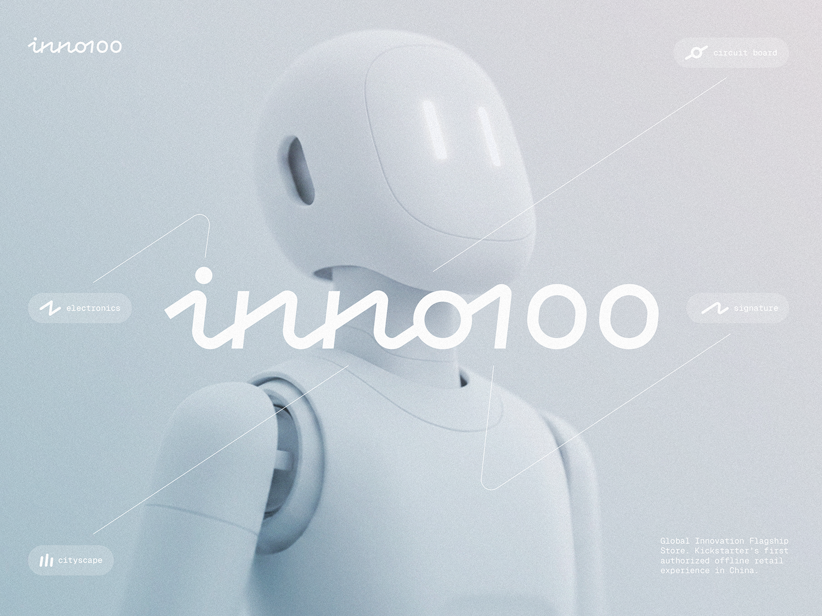 Inno100 Logo Breakdown ai blockchain branding device electronics futuristic gadget gradient humanoid icon identity innovation lepisov logo robot robotics tech