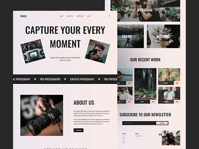Photography Website Design design home page landing page photo photographer photography website ui ux web design website