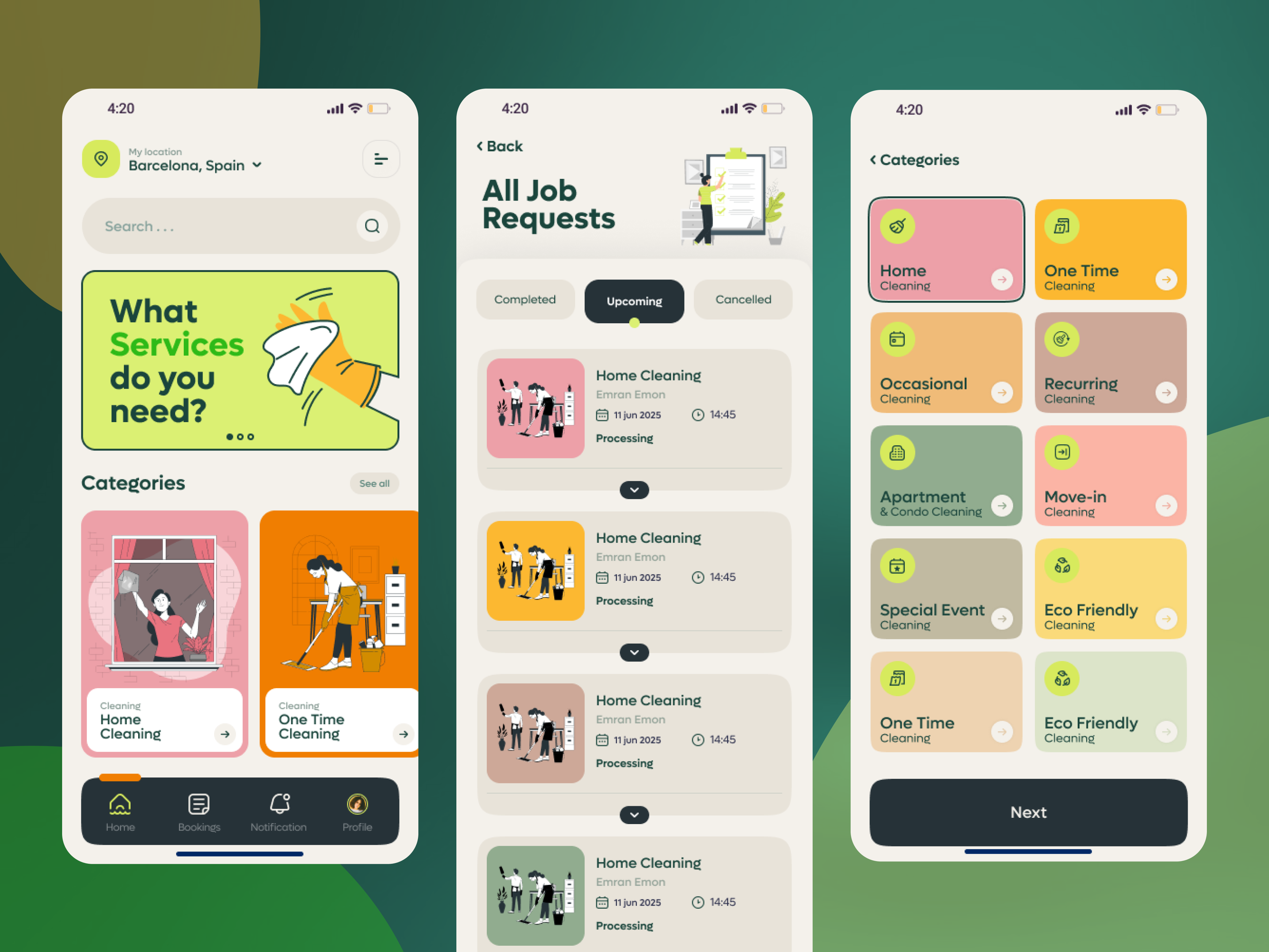 Cleaning Service App graphic design ui