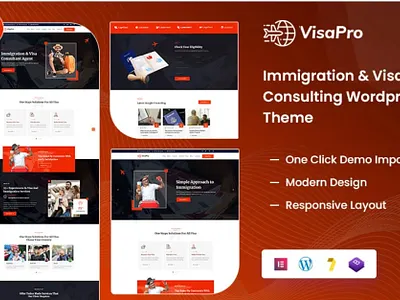 Visa & Immigration Service WordPress Theme 3d animation branding design graphic design illustration logo motion graphics ui vector