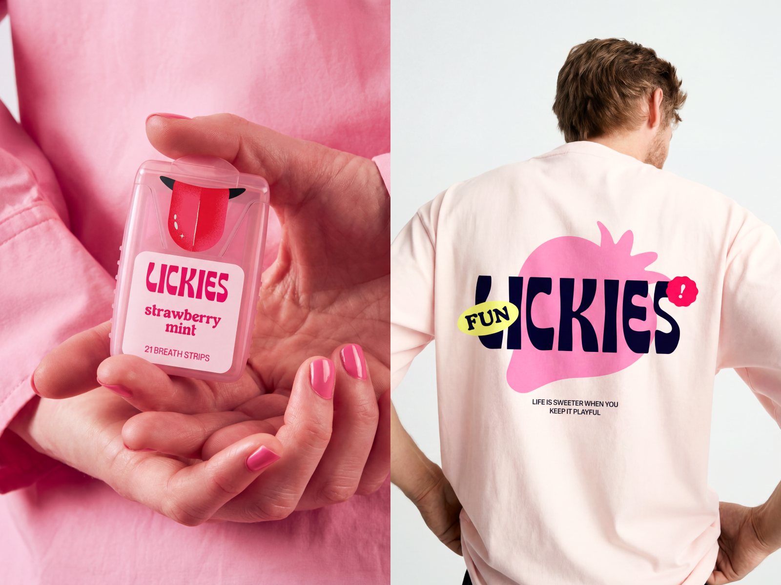 Lickies — Branding for a Playful Freshness Strips Brand bold brand brand design brand identity brand system branding colorful consumer brand consumer branding ecom ecommerce logo design packaging design playful visual identity