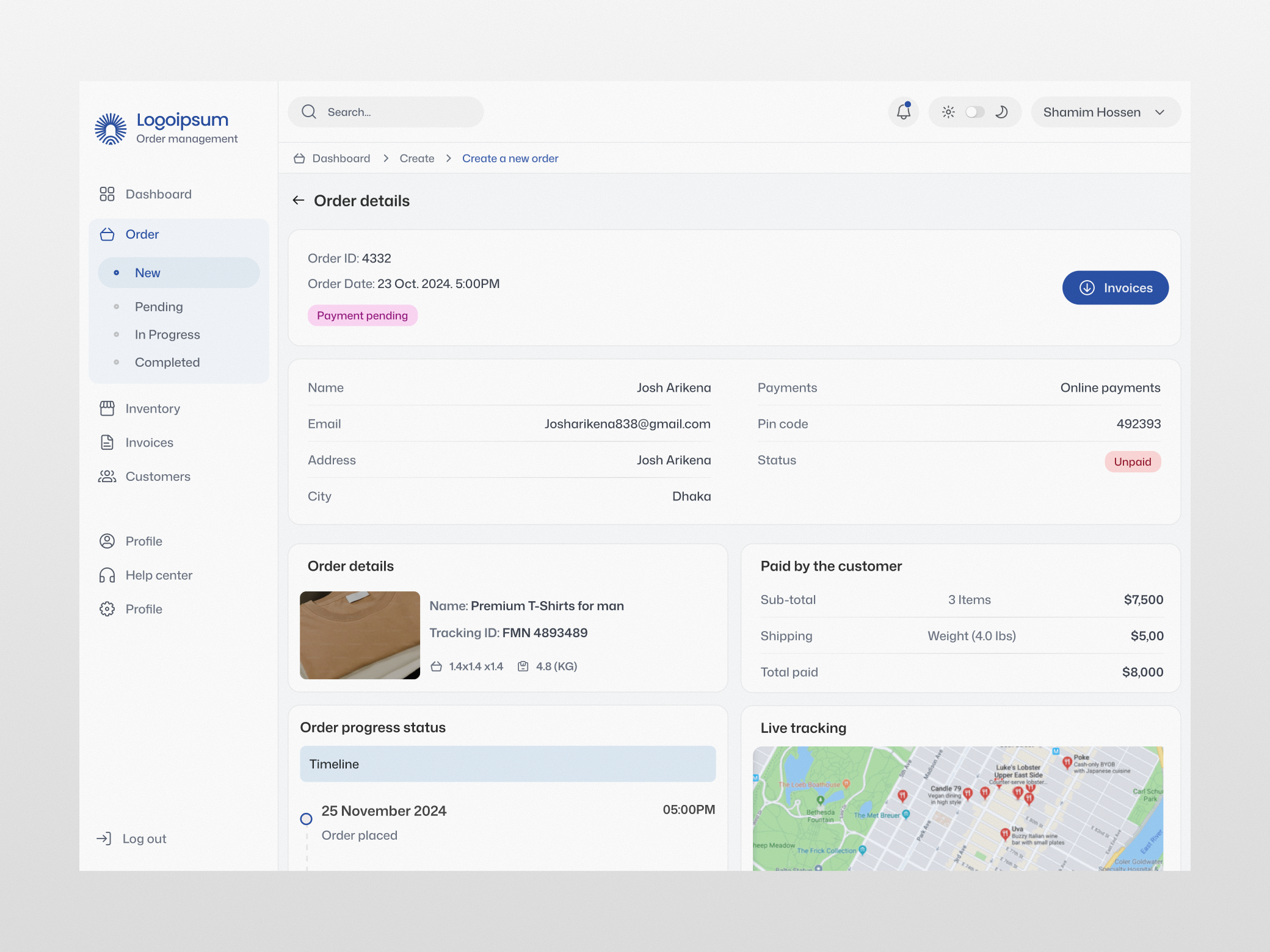 Order Management Dashboard 📦 app design product design ui ui design web design
