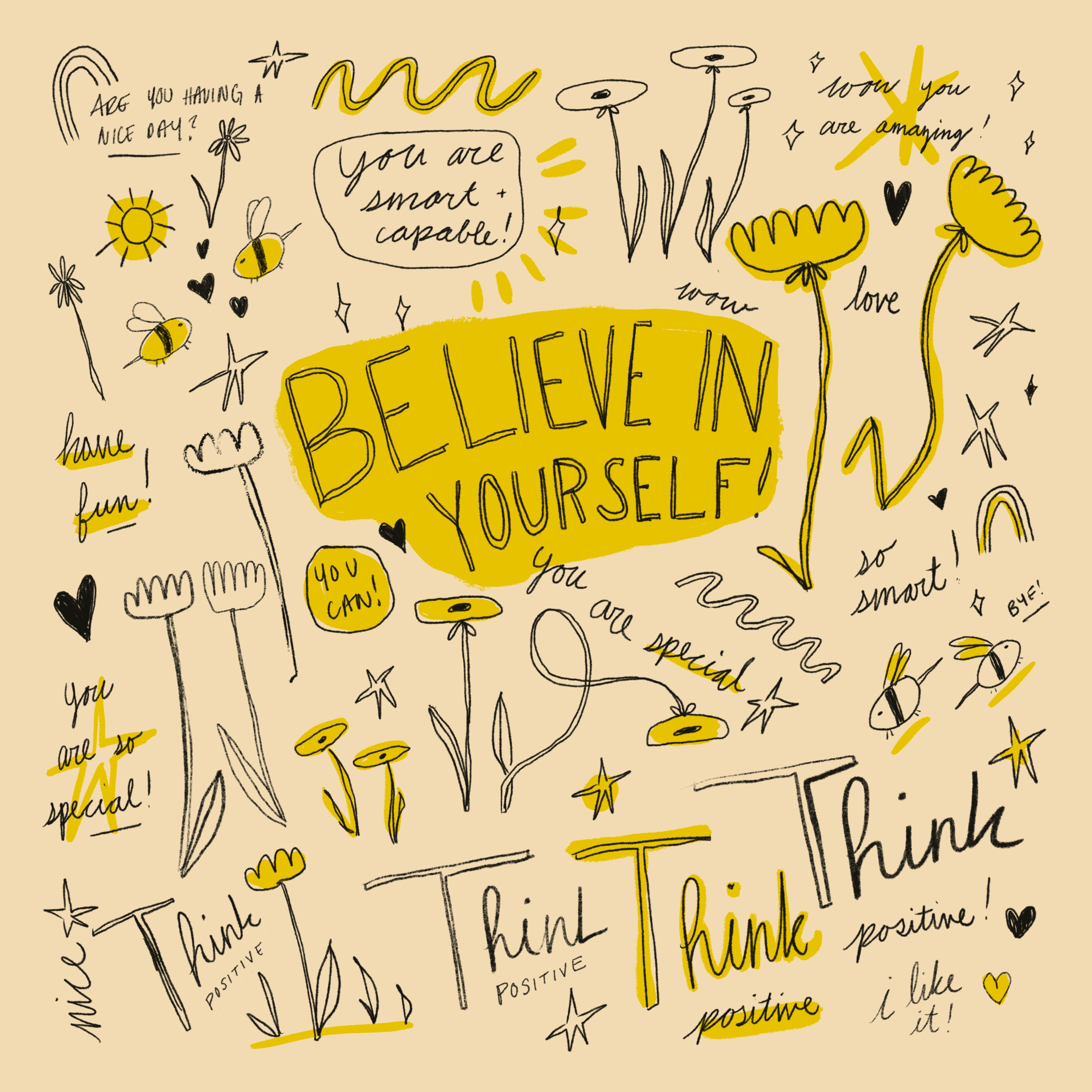 Believe color drawing flowers illustration texture