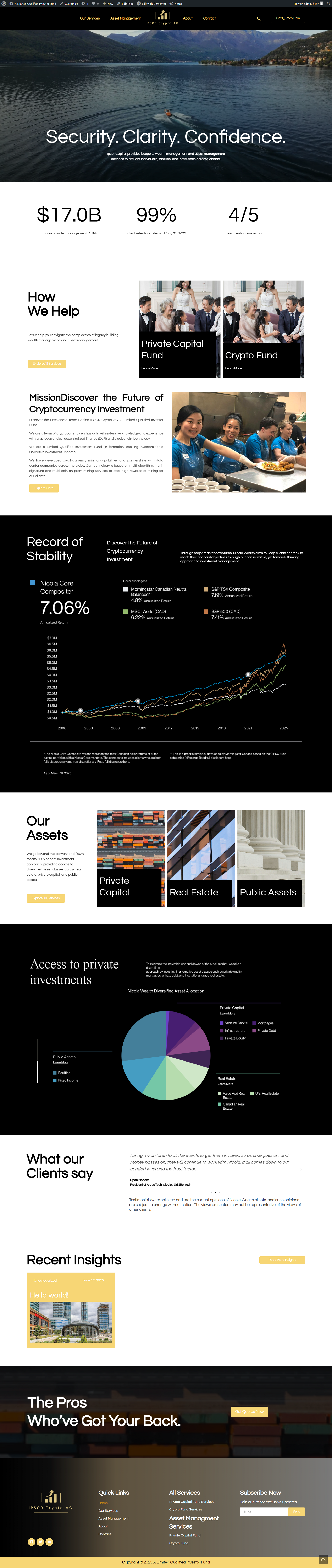 Figma + WordPress Site for Investment Firm asset management branding corporate services design elementor design finance illustration investment portfolio project responsive web design service website small business website ui web wordpress