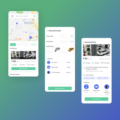 Parking Lot Book Application design ui ux