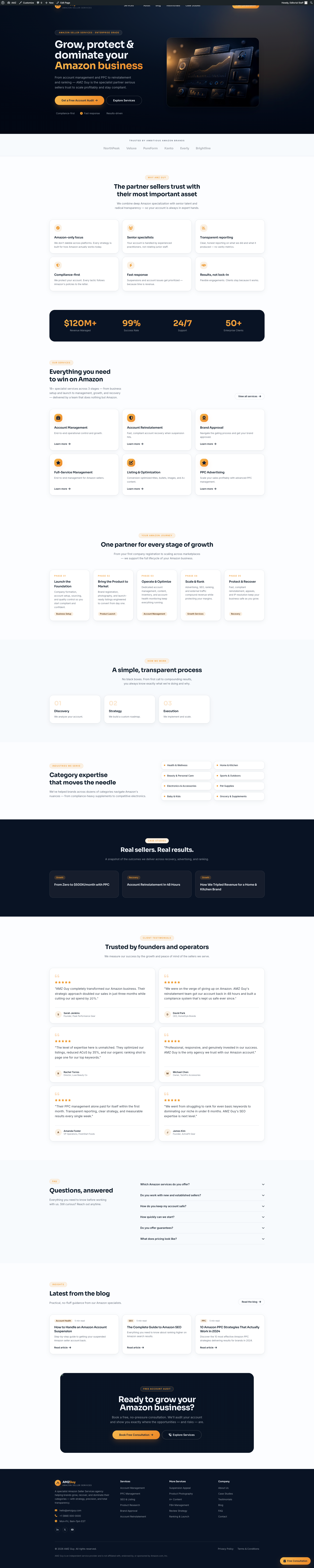 Amazon Growth Agency Landing Page – Modern Web Design amazon amazon agency amazonj business website clean ui conversion design dashboard digital marketing ecommerce landing page marketing agency modern website responsive design saas startup ui design ux design web design web development website design