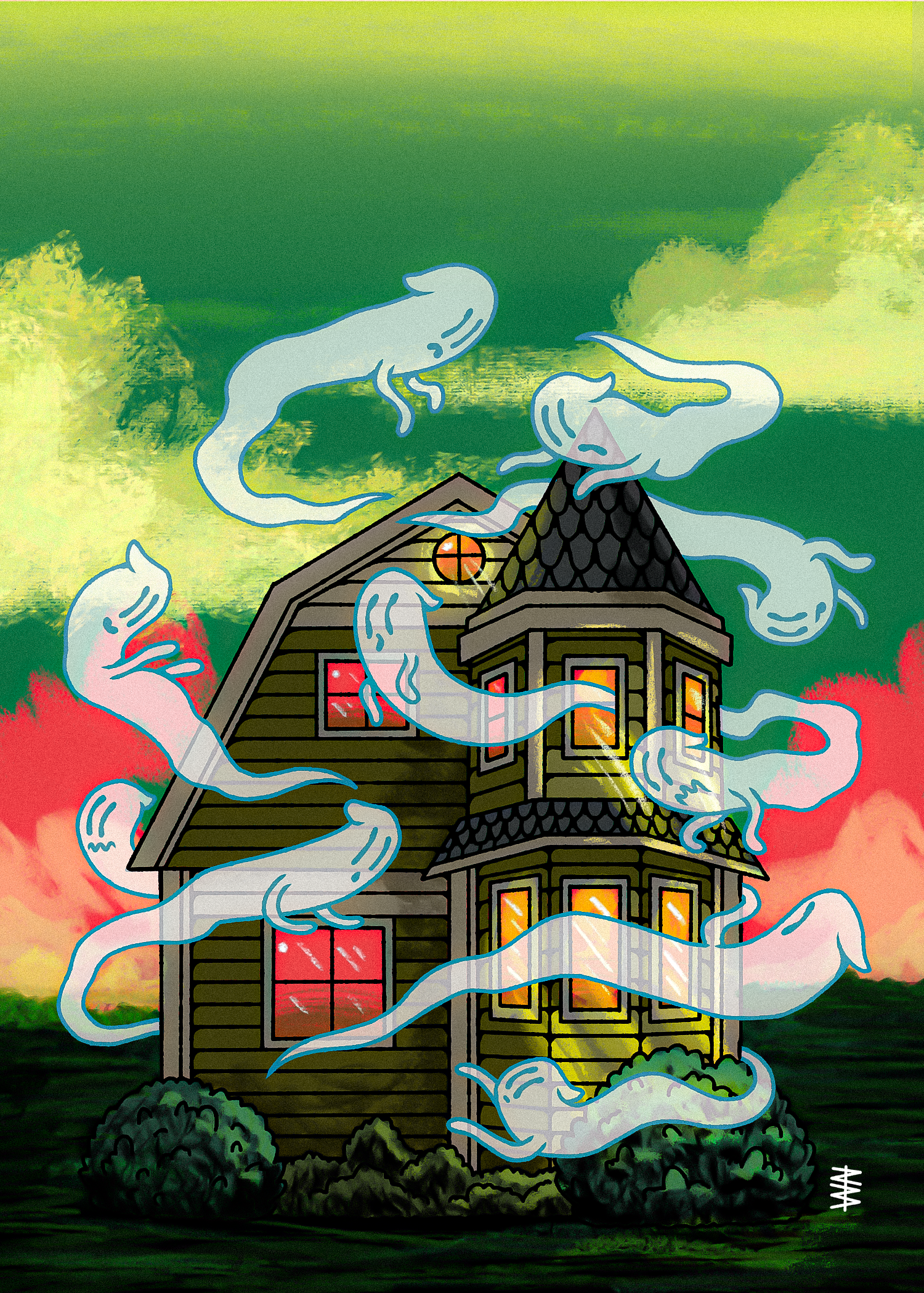 Invasion ghost ghost illustration ghosts halloween haunted house illustration