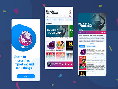 Stereo - Audio Podcast App adobe photoshop adobe xd branding design illustration logo podcast sangeetsbaniya stereo ui ui design uidesign ux