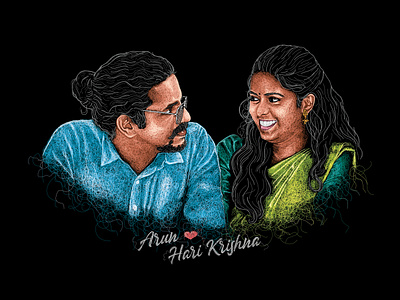 Couple Scribble Portrait alappuzha alleppey art artist couple custom customized design drawing face gift graphic design illustration india kerala love personalized portrait scribble wedding