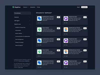 Sisyphus cards catalog dailyui dark mode design product design search bar sidebar ui ui design ux web design