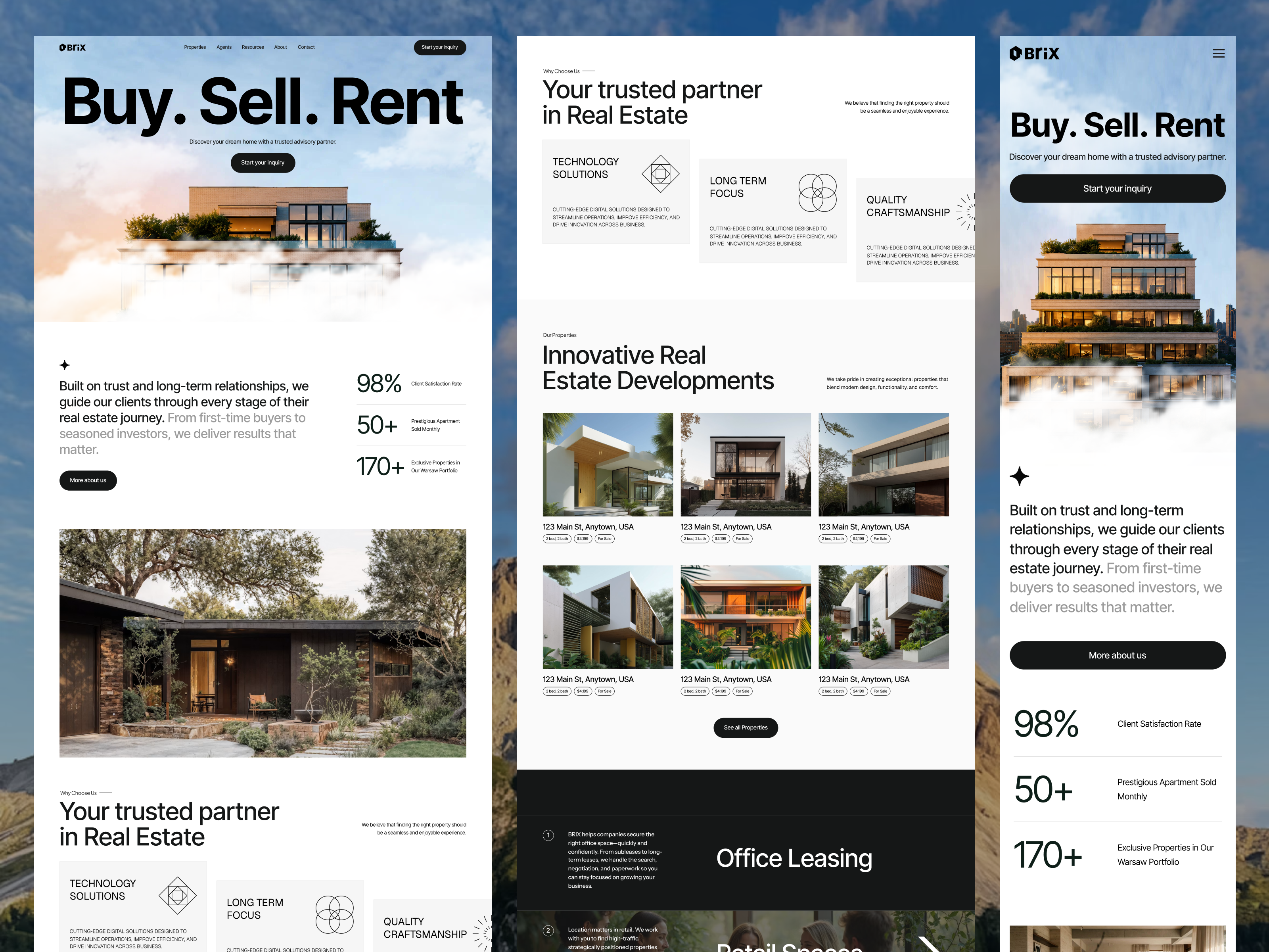 Real-Estate Website Design - Brix home buying homepage interface design landing page landing page design luxury real estate modern website premium ui property marketplace property platform real estate agency real estate design real estate landing page startup website uiux web interface website design website ui