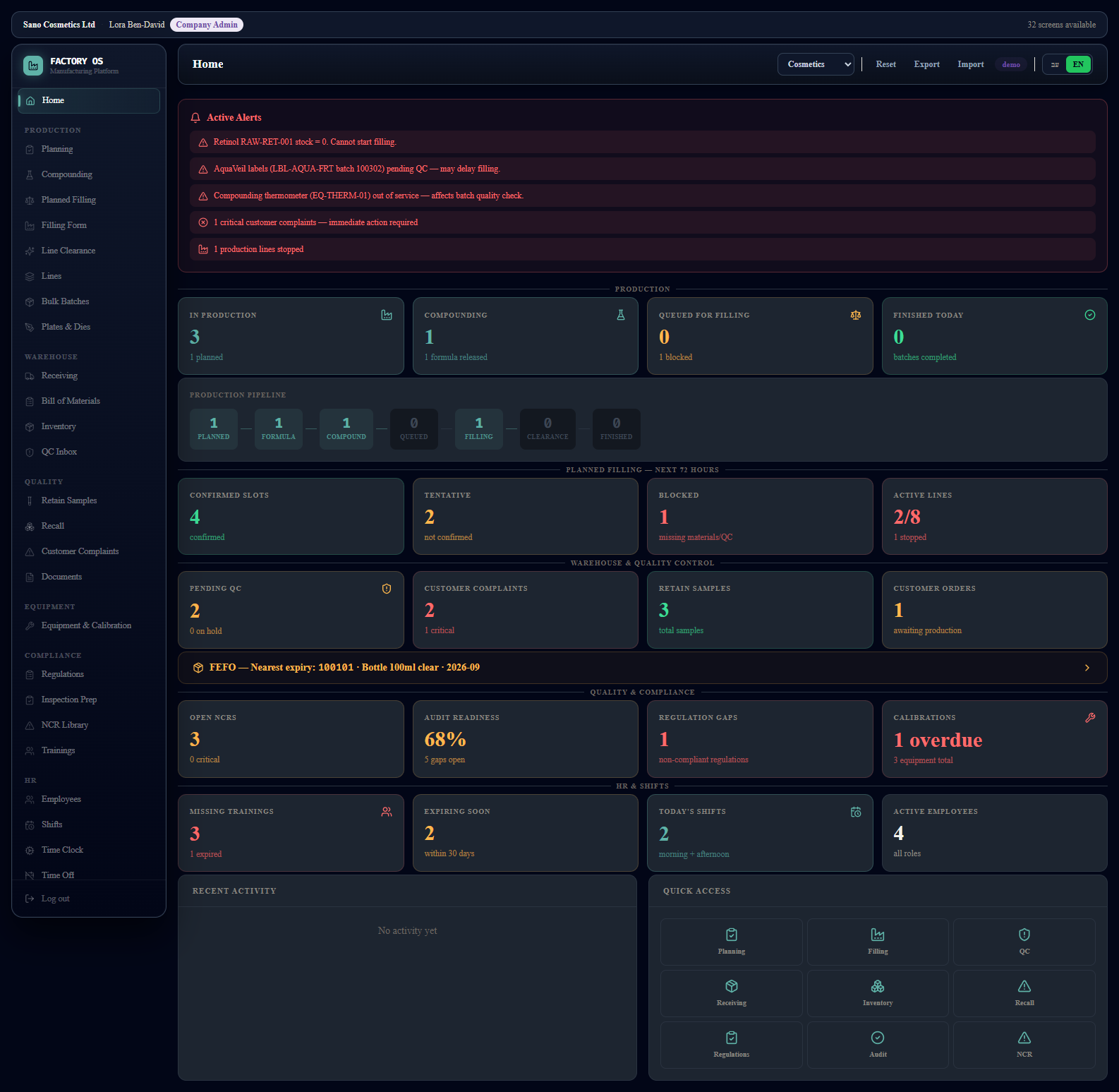 Factory — floor dashboard factory floor dashboard hebrew ui high contrast manufacturing pipeline production tablet ui