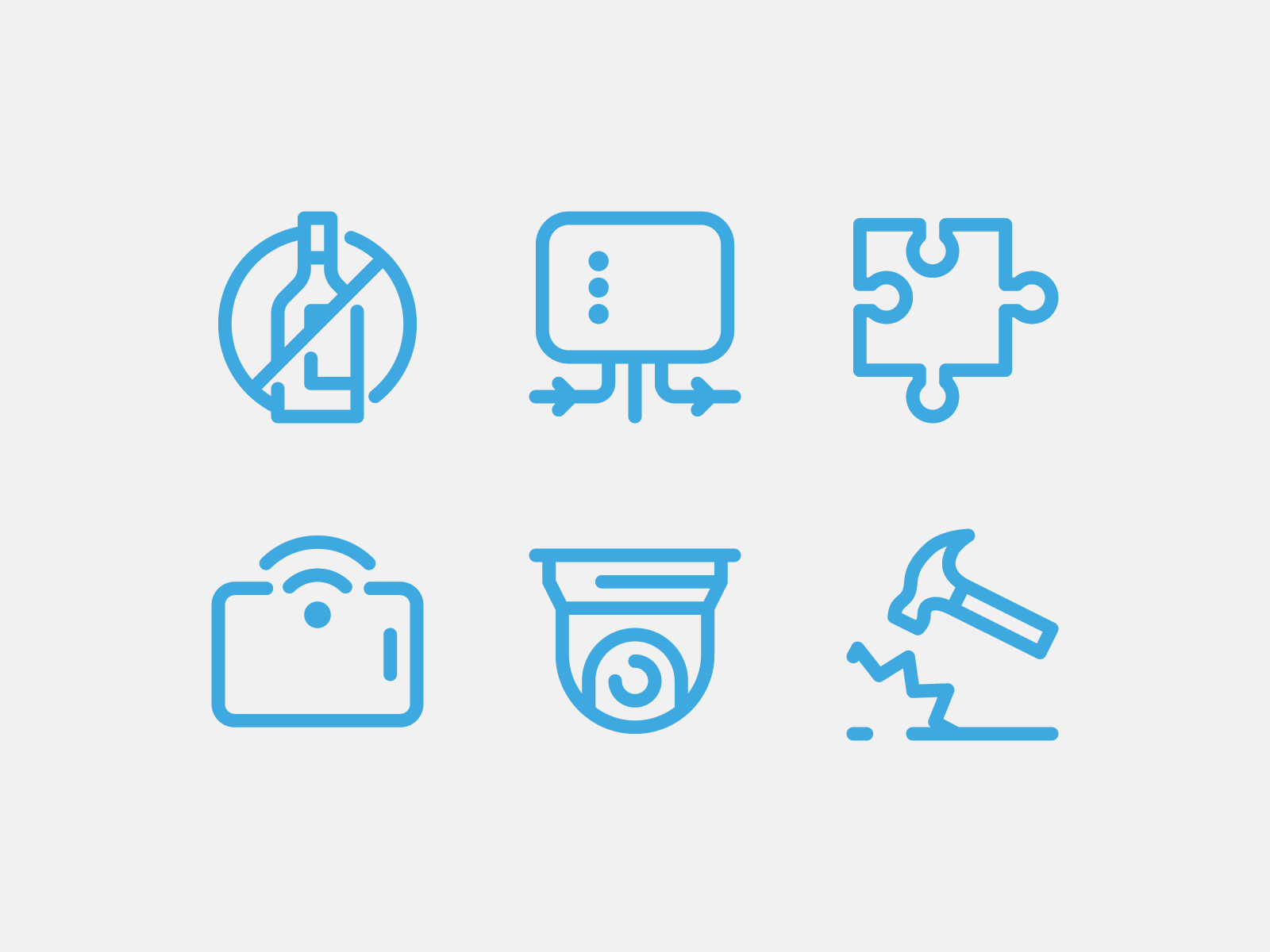 Icons for the stand bottle camera hammer icon icon set icons iconset line outline puzzle wireless