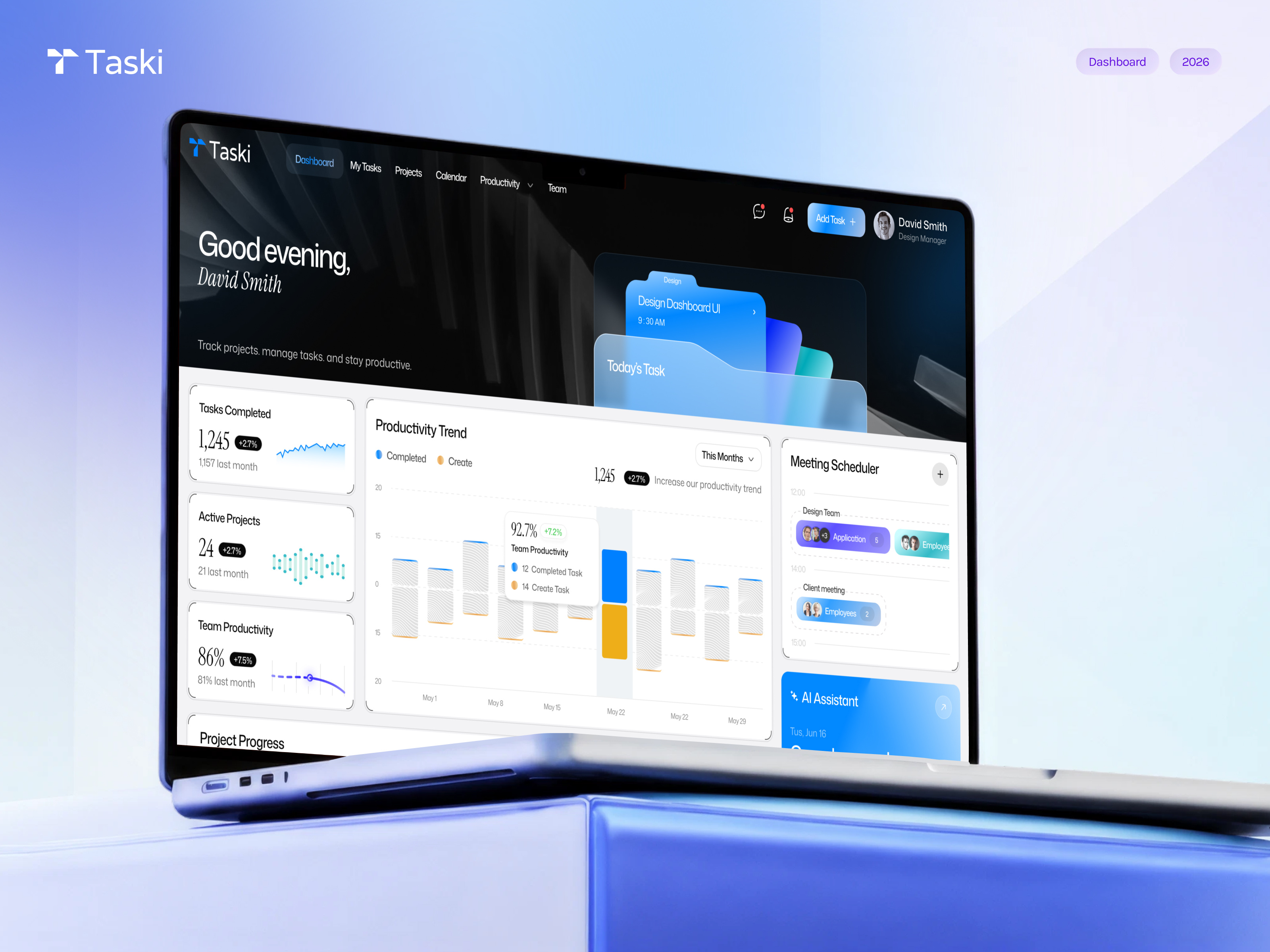 Task Management - Dashboard Design activity dashboard analytics crm dark mode ui dashboard design data focotik agency graphs product design project project management saas saas ui design task task management saas ui user experience web app design workflow