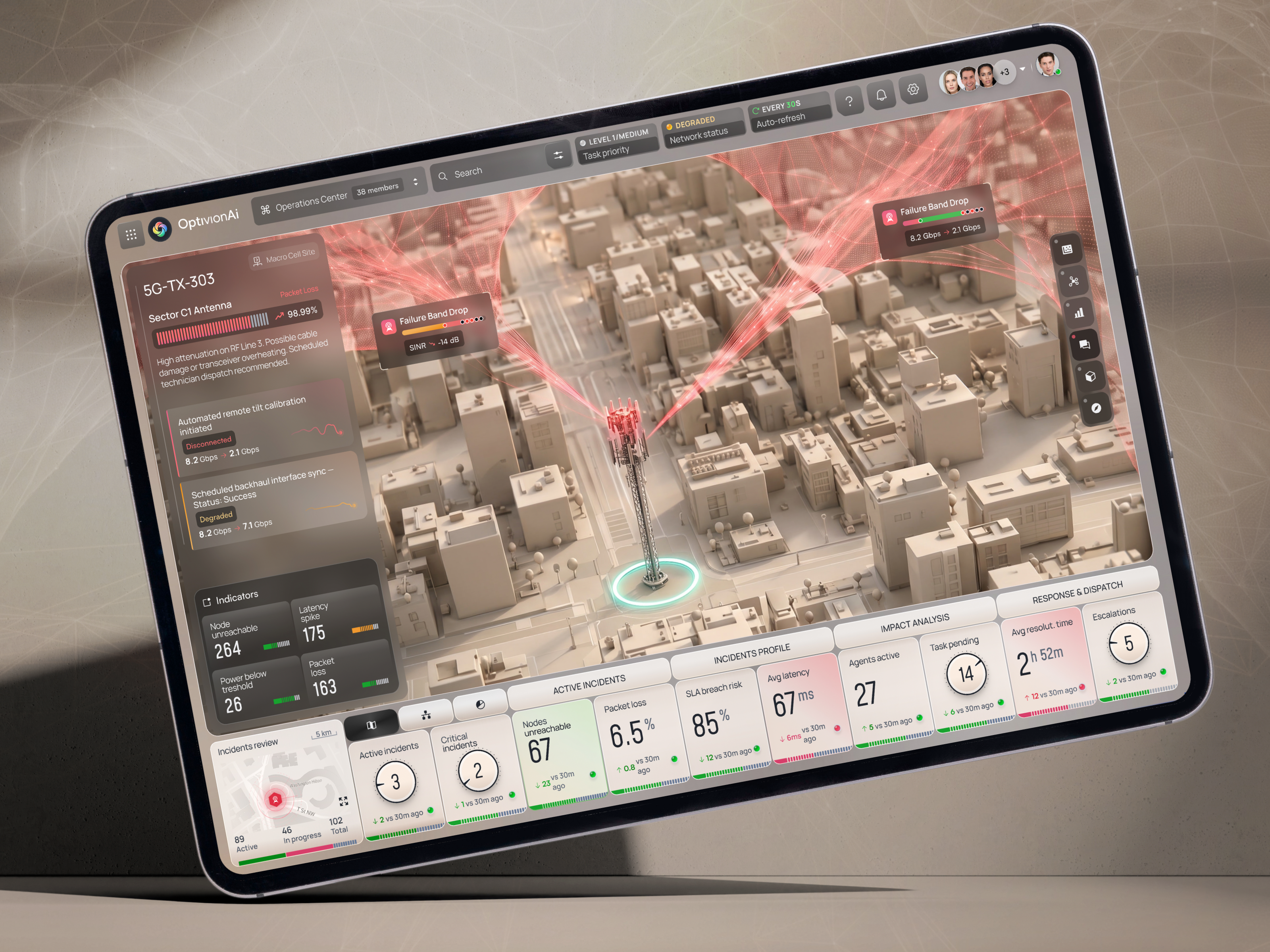 UI/UX Concept · Mobile Network Monitoring · Data-heavy Dashboard 3d dashboard analytics dashboard dashboard design dashboard ui data visualization graph visualization interaction design map ui network monitoring network visualization produt design saas saas dashboard telecom ui design ux design