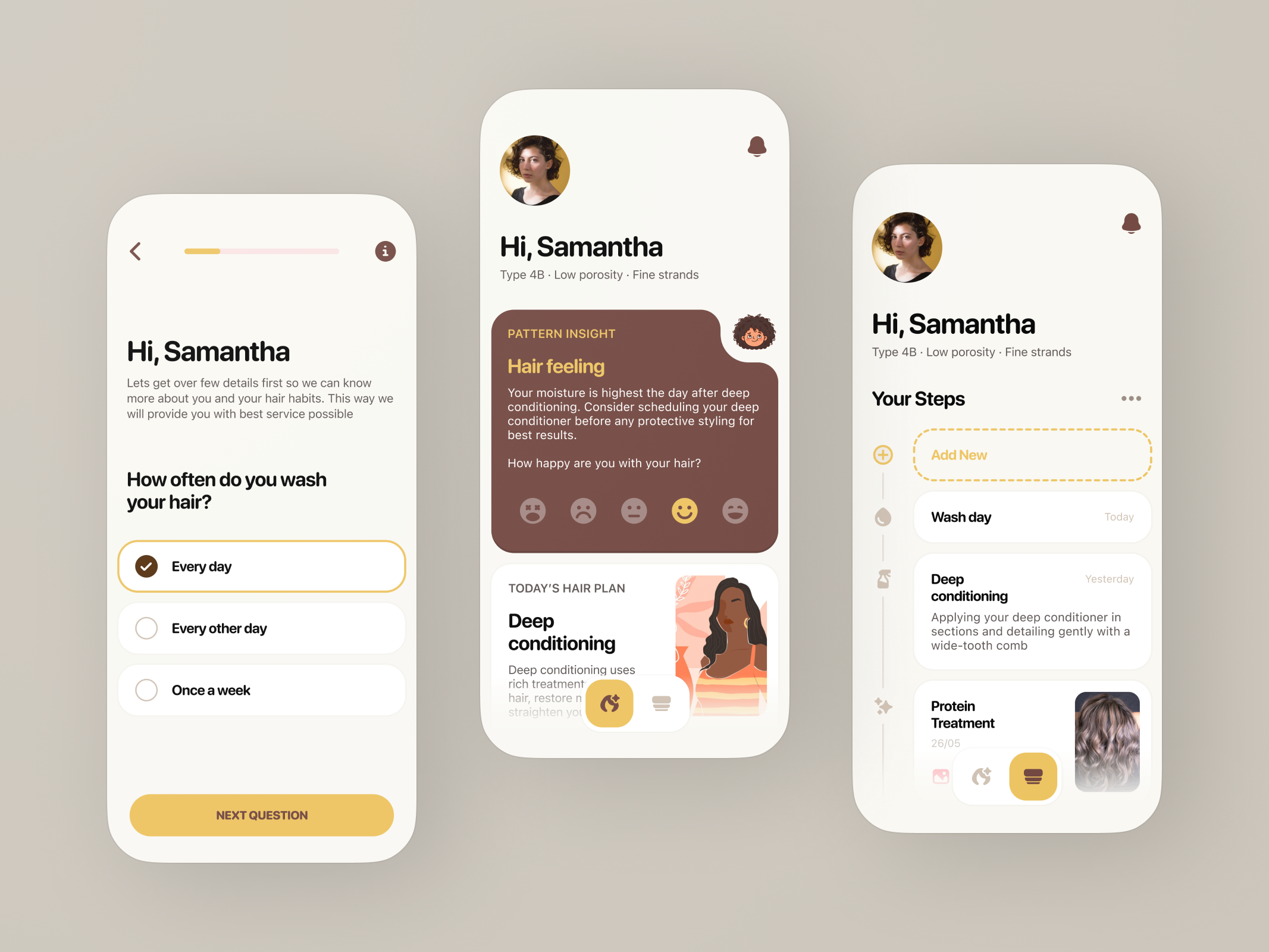 Curly hair AI assistant ai app application assistant design friendly fun hair mobile simple ui