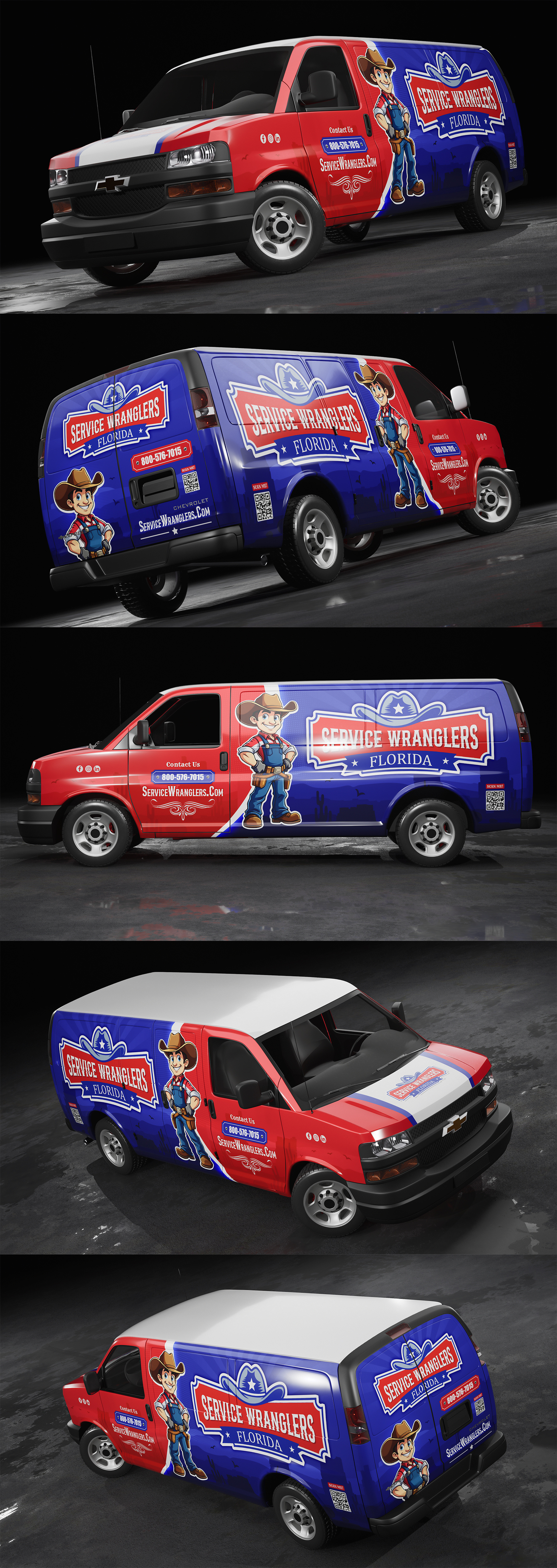 Mascot-Based Van Branding | Service Wranglers branding car wrap design graphic design truck wrap van wrap vehicle wrap