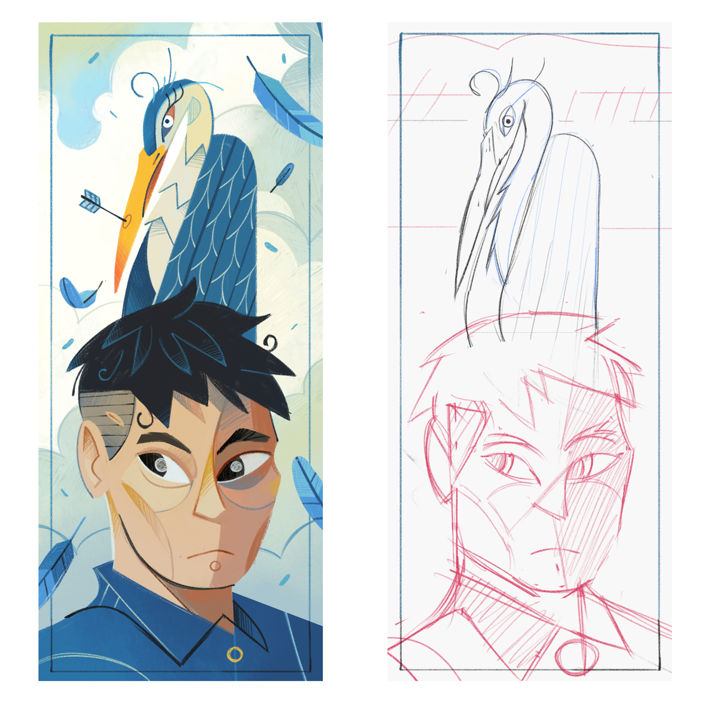 Boy and the Heron 2d illustration animation animationart animeart character character design conceptart digitaldrawing fanart fantasy fantasyart ghibli illustration photoshop poster procreate studioghibli vectorart