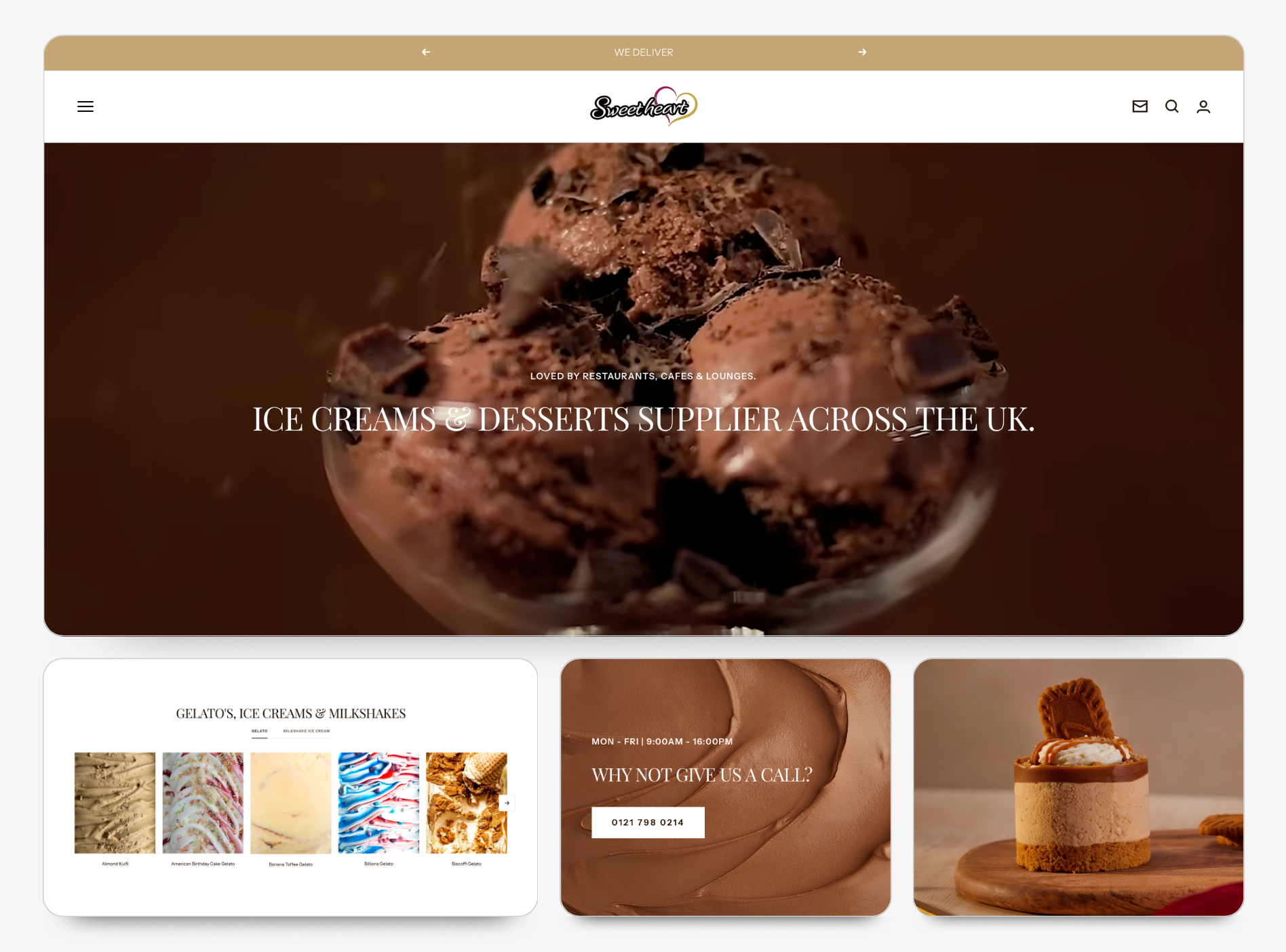Website Design | Ice Cream Factory | Sweetheart Ice Cream branding e commerce website design graphic design ice cream website design shopify ui website design website layout