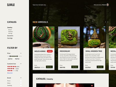 SLAVALS Souvenirs Shop 01FDV design design system embroidery ethnic patterns flat design folklore inspired graphic design handcrafted gifts handmade items responsive design slavic souvenirs traditional designs ui ui components unique gifts usability user interface visual design woodcarving