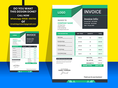 Green color invoice vector template design. bill branding business business invoice corporate corporate invoice design graphic design green colour green invoice illustration invoice invoice for business invoice template money bill money resite print print ready invoice template vector