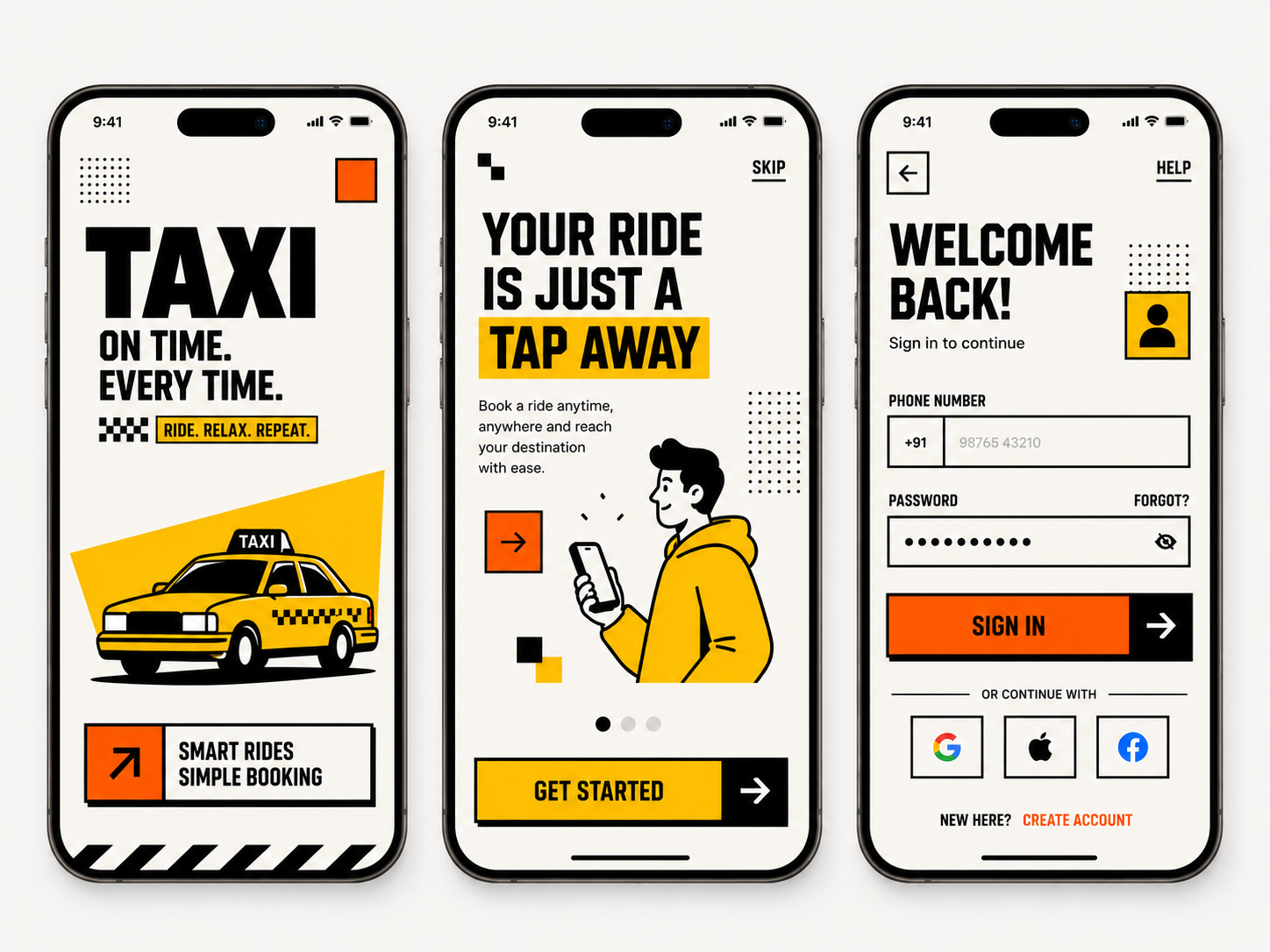 Taxi Rider Mobile App UI/UX Design | Brutalism Ride Booking App appdesign bookingapp brutalism brutalismui dashboard designsystem dribbble figma iosapp maps mobileapp mobileappdesign productdesign ridebooking taxiapp transportation uidesign userexperience userinterface uxdesign