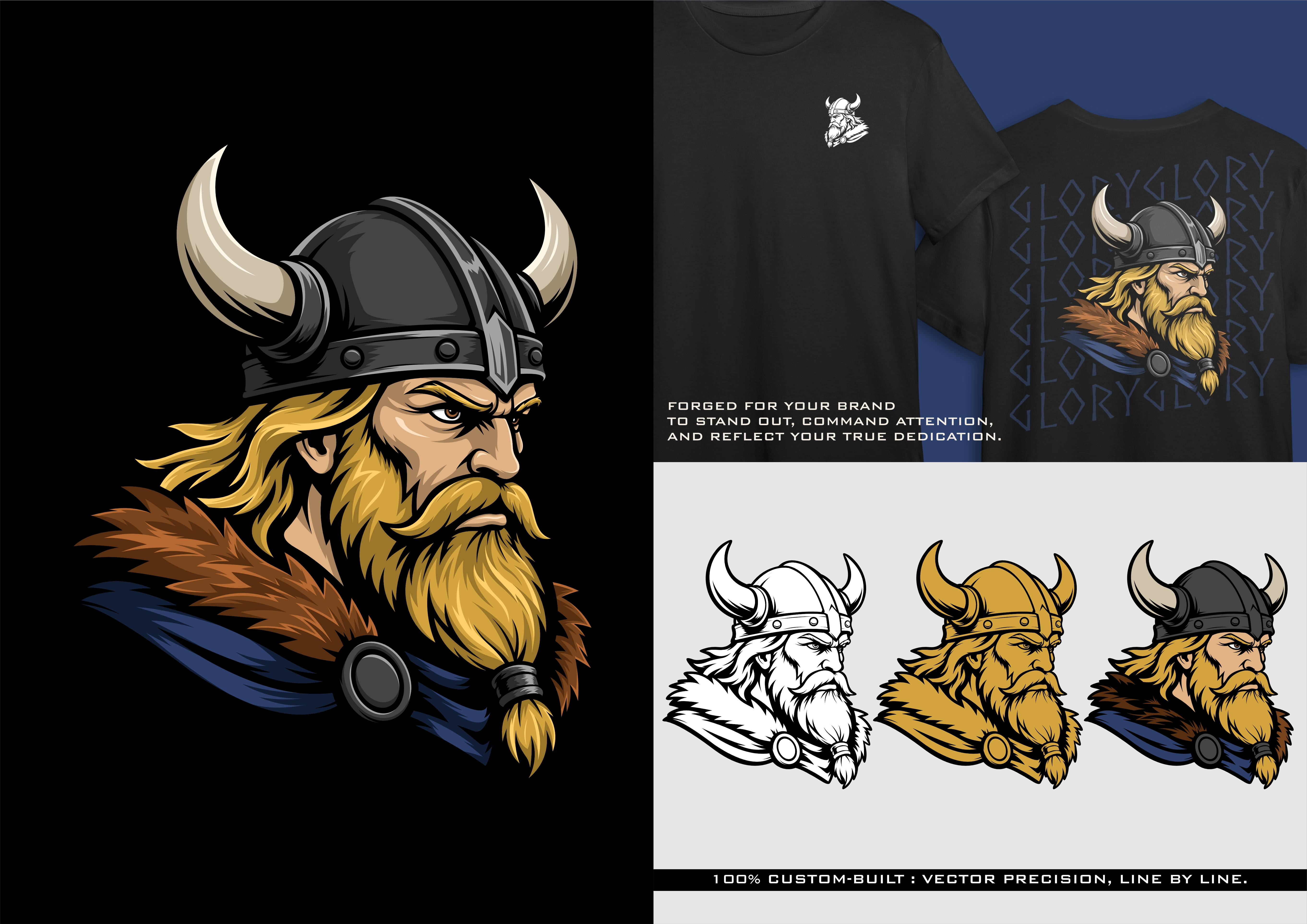 Viking Warrior Character Mascot Logo apparel branding brave cartoon character design emblem esport fierce graphic design head horns illustration knight logo mascot nordic vector viking warrior