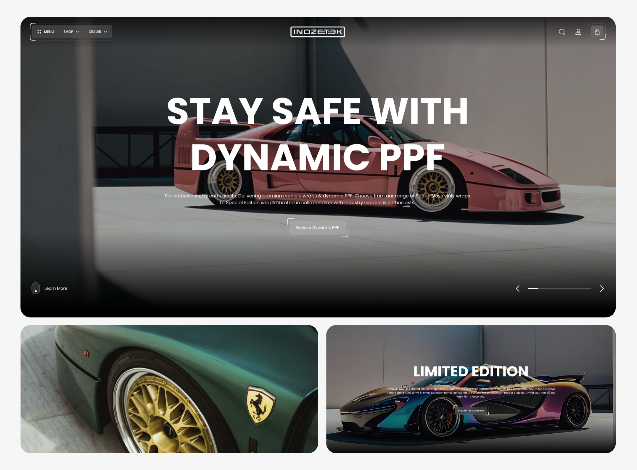 E-commerce Website Design | Automotive Wraps | Inozetek automotive website design e commerce website design shopify shopify website design web design website design website structure