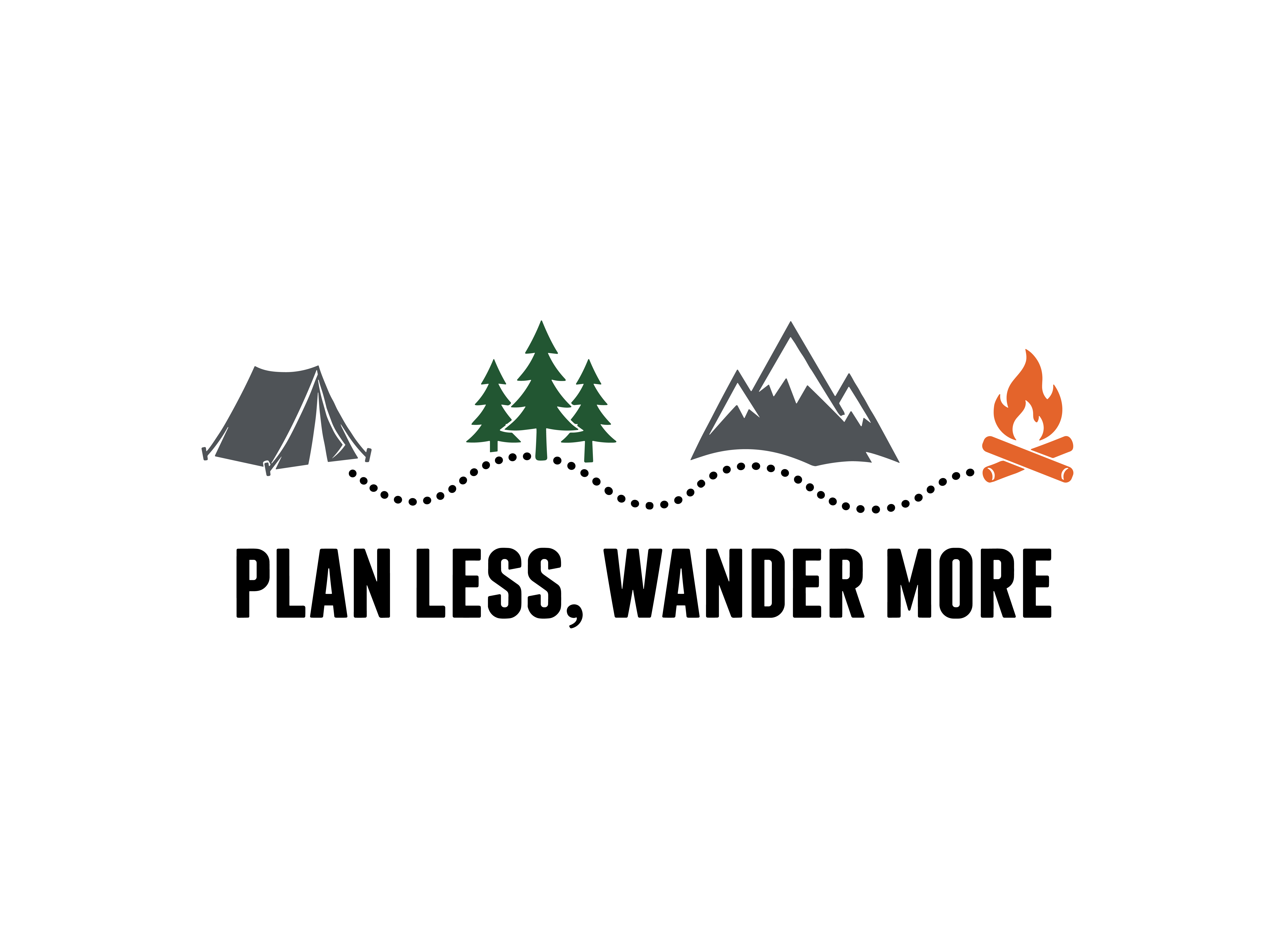 Plan Less, Wander More | Camping & Adventure T-shirt Design adventure design apparel design camping merch clothing brand graphic design hiking merch icon design merch design merchandise minimalist design nature illustration outdoor branding print on demand screen print streetwear travel design tshirt design typography vector art vector illustration