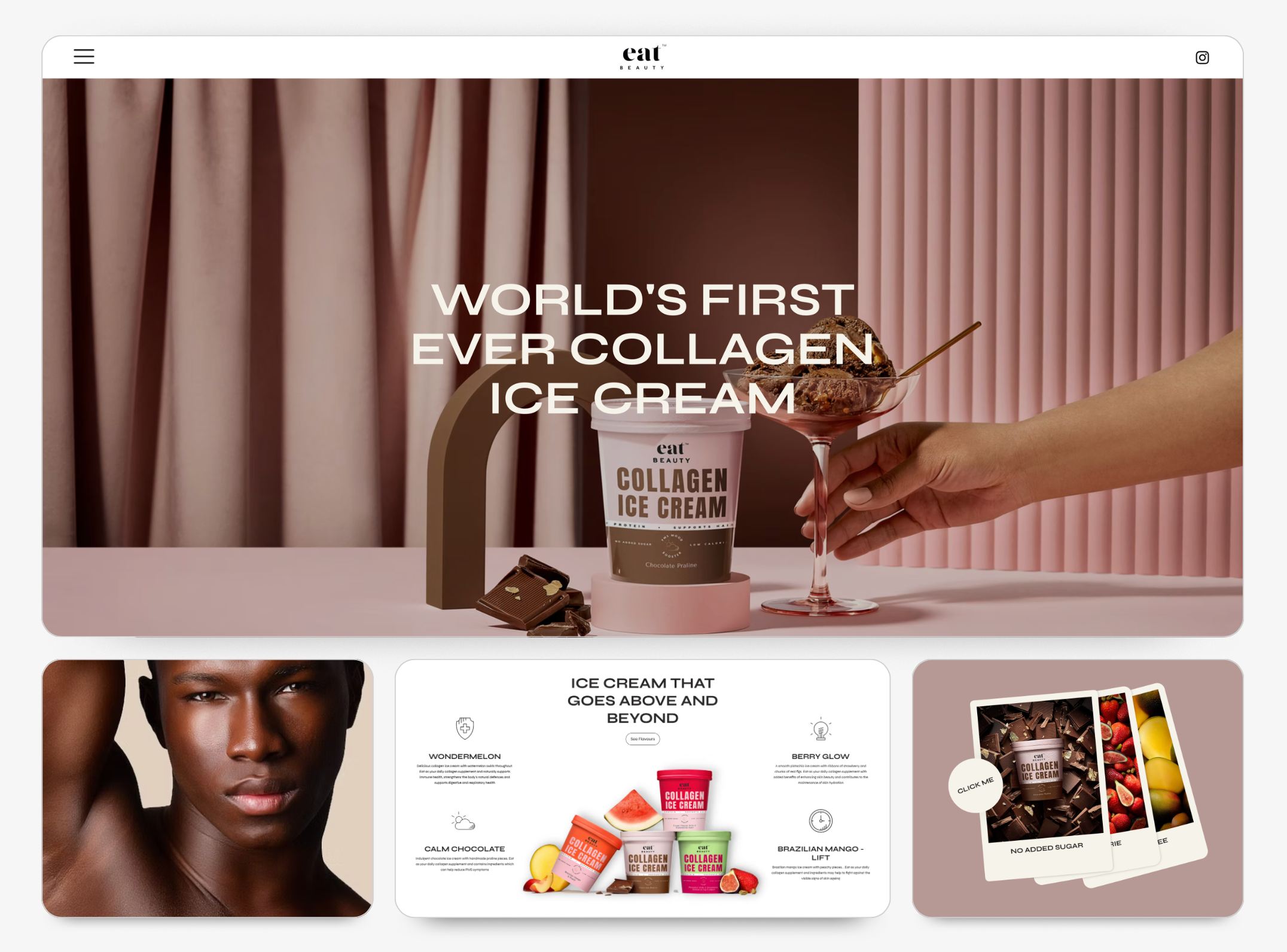 Website Design | Collagen Ice Cream | Eat Beauty animation branding graphic design logo ui web design website design website layout wix wix studio