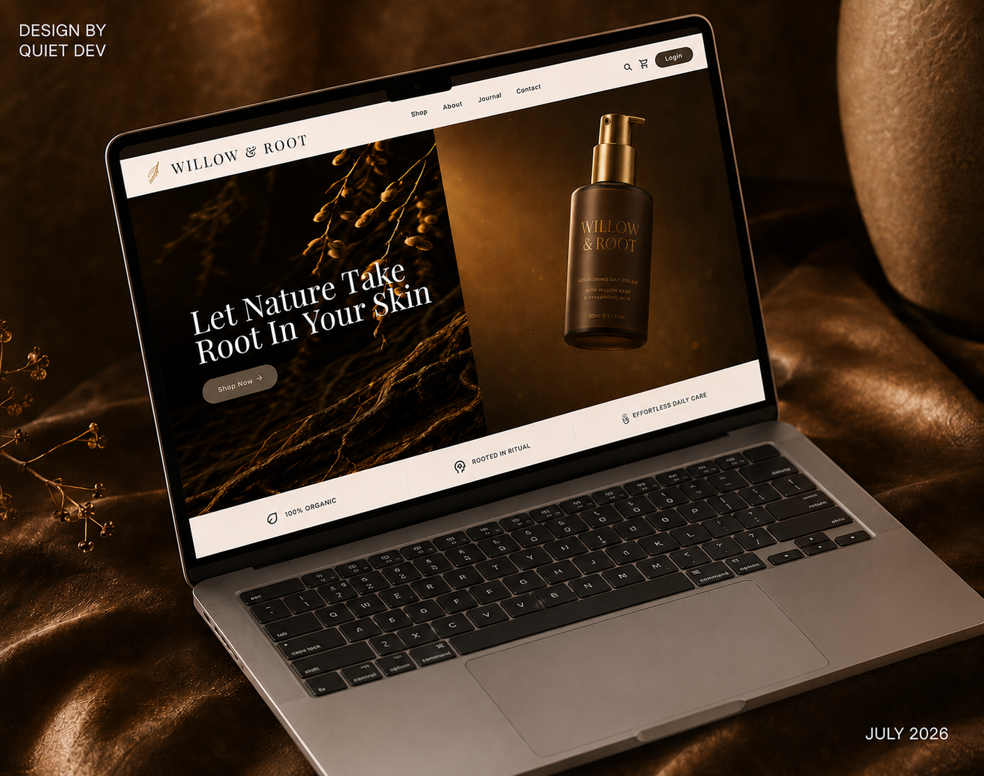 Willow & Root | Luxury Skincare Landing Page Design beauty brand brand identity design e commerce ui ecommerce editorial figma hero section landing page luxury branding minimal organic product design product page skincare ui ui design ux design web design website design