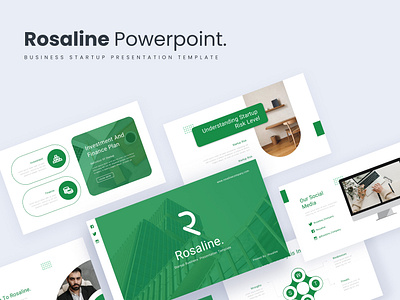 Rosaline PowerPoint business corporate creative google slides graphic design green keynote modern powerpoint presentation simple template ui ux