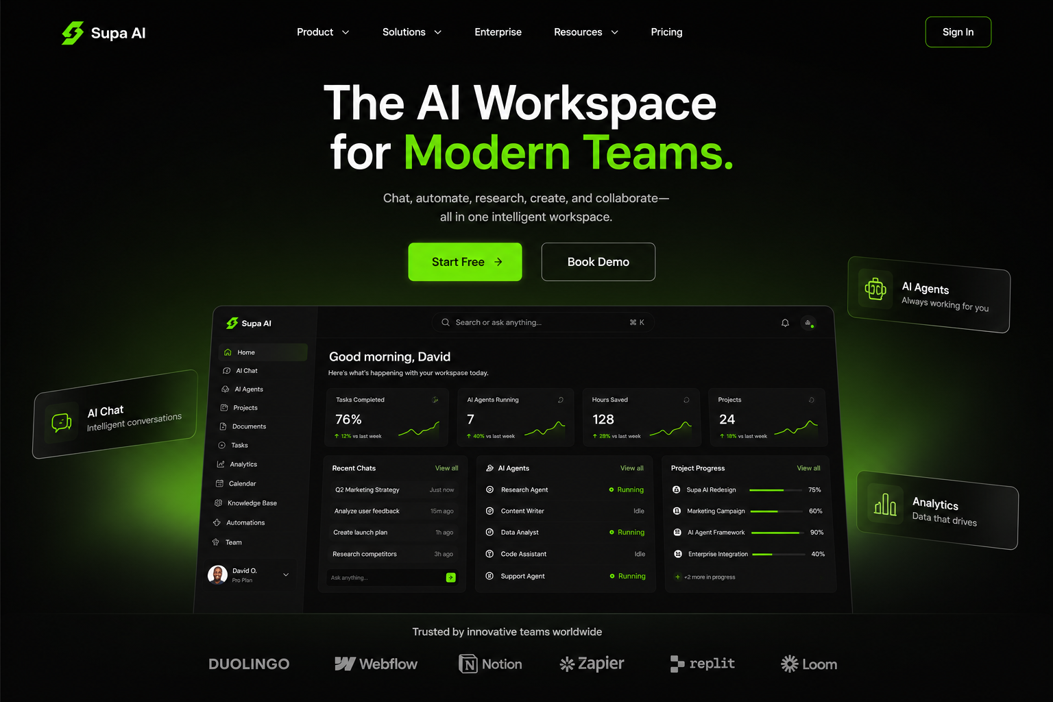 Supa AI - SaaS UI/UX Website Design, AI Workspace Dashboard UI ai app development ai website design app design artificial intelligence brand identity branding dashboard design figma design logo logo design mobile app modern ui saas dashboard ui saas mobile app ui ux design saas website design ui user interface ux web app design workspace