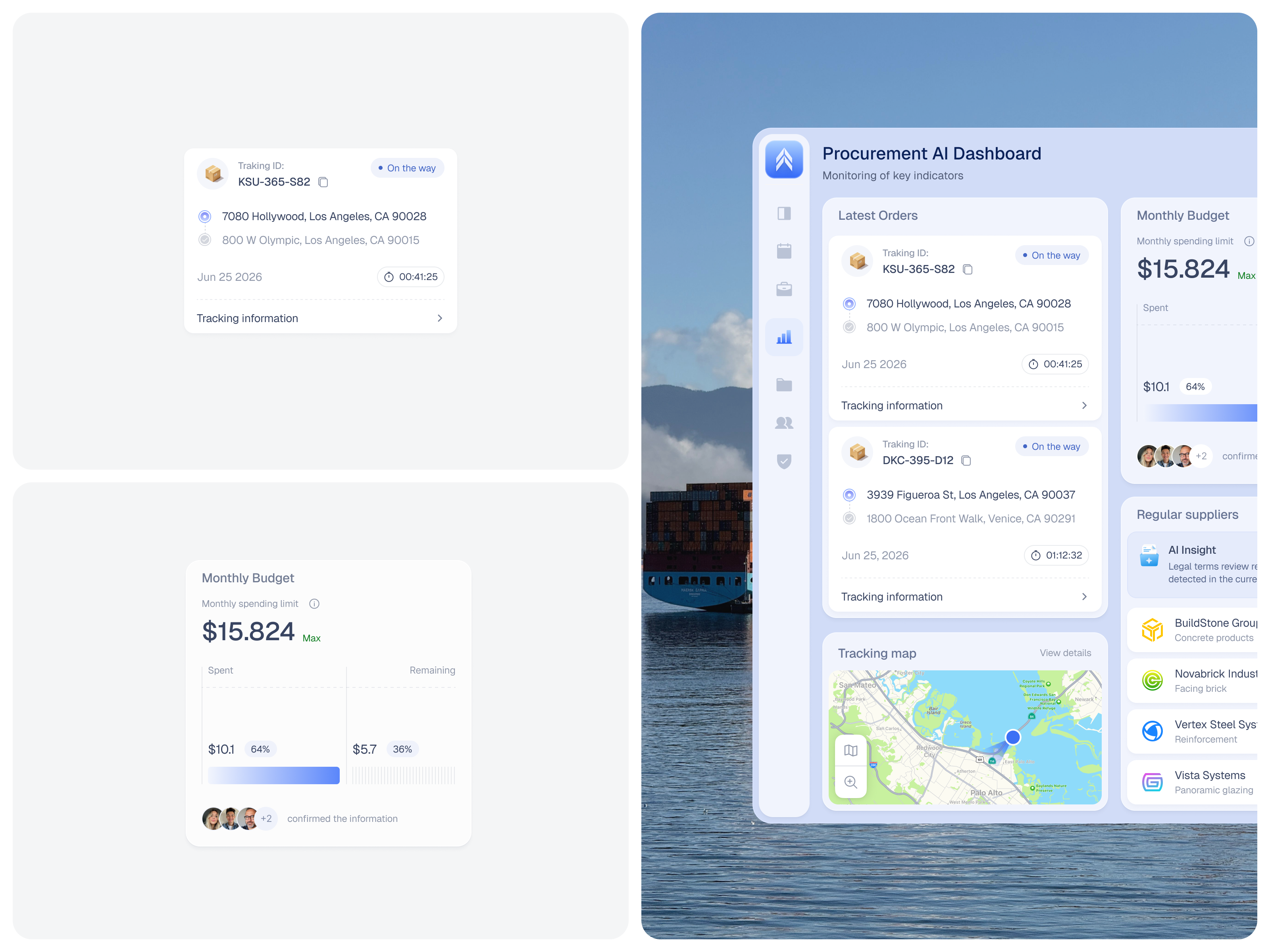 Web Application Design for AI Supply Chain Platform ai analytics b2b dashboard enterprise saas tracking ui ux visual