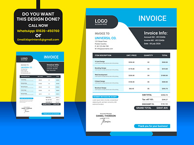 Blue business corporate vector invoice template design. bill bill paper black blue blue invoice business business invoice corporate corporate invoice design graphic design html illustration invoice desing print print ready invoice proposal proposal template simple word invoice